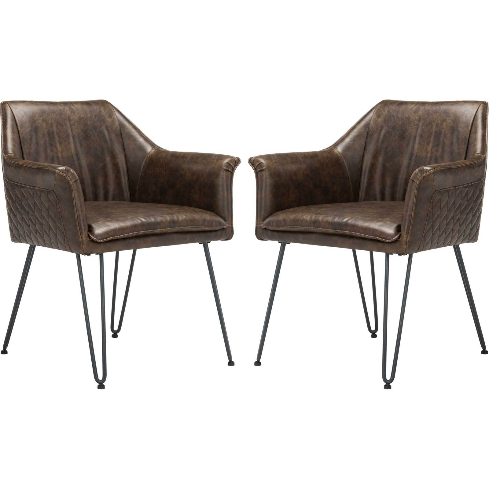 Esabella Leather Dining Chair Dark Brown (Set of 2)