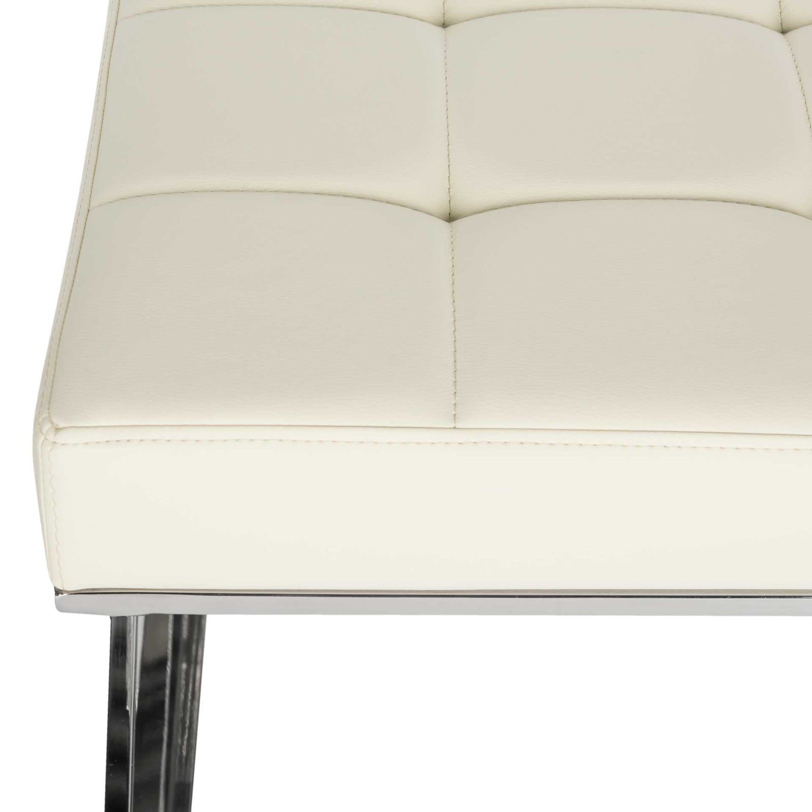 Mingle Ottoman Creme/Chrome