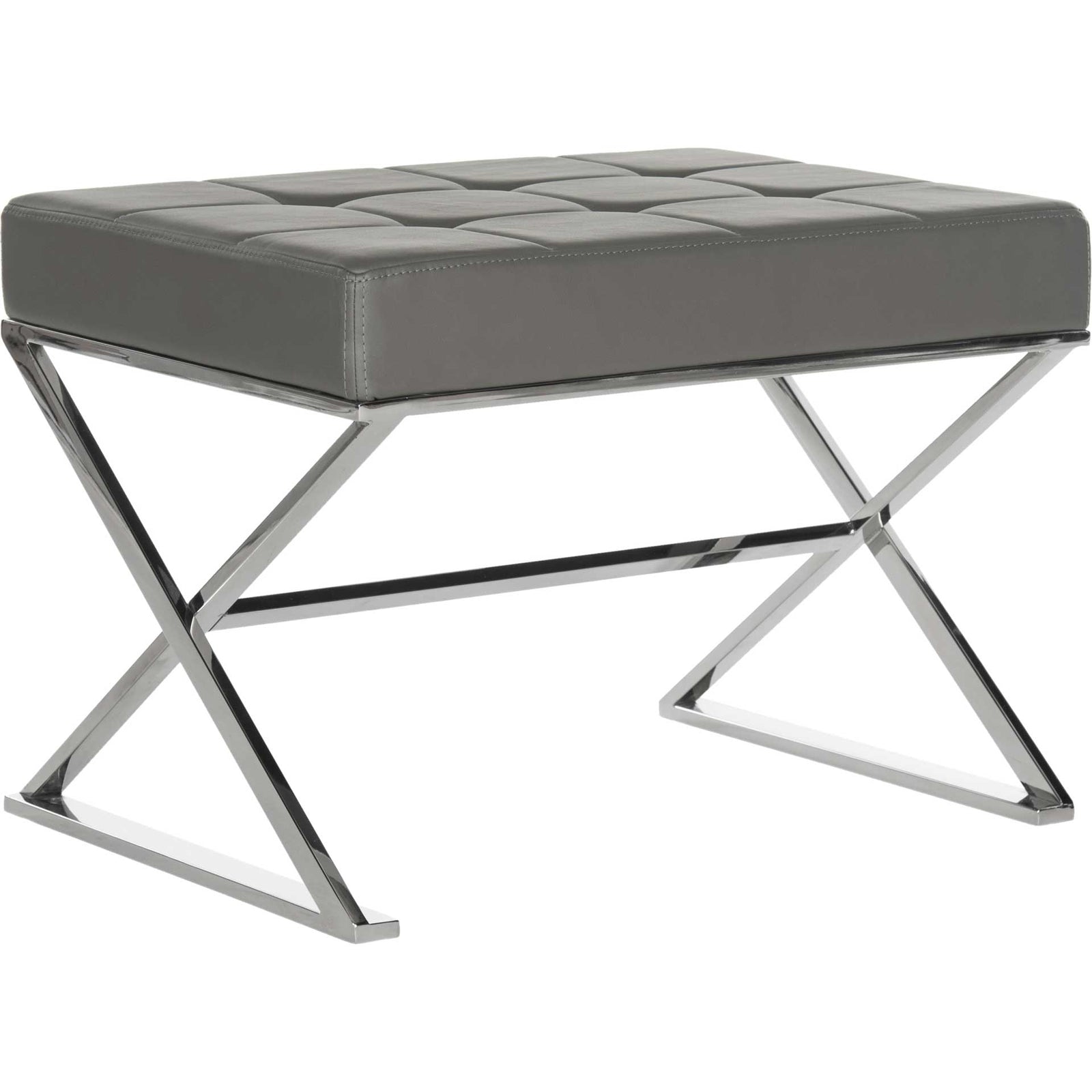 Mingle Ottoman Gray/Chrome