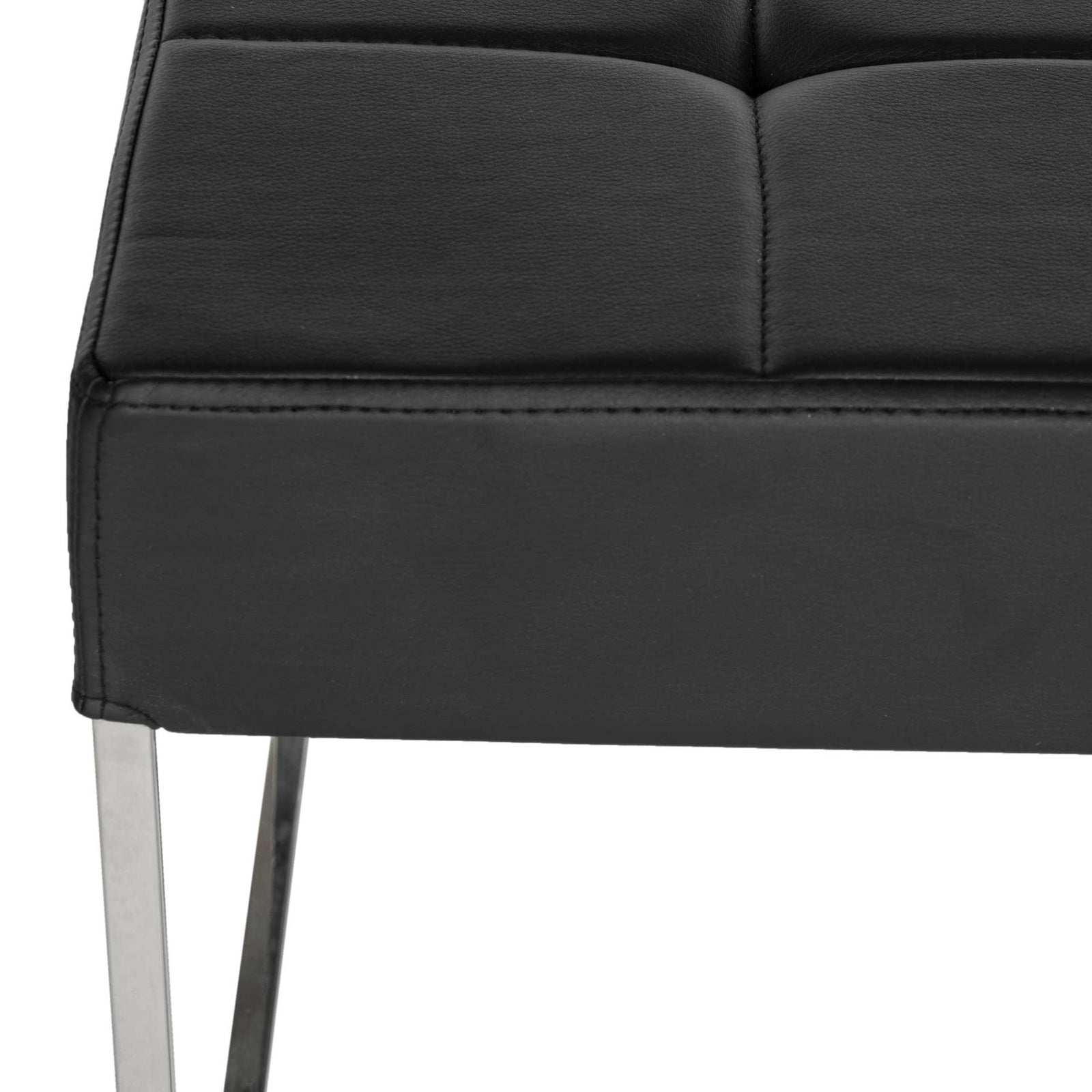 Roger Ottoman Black/Chrome