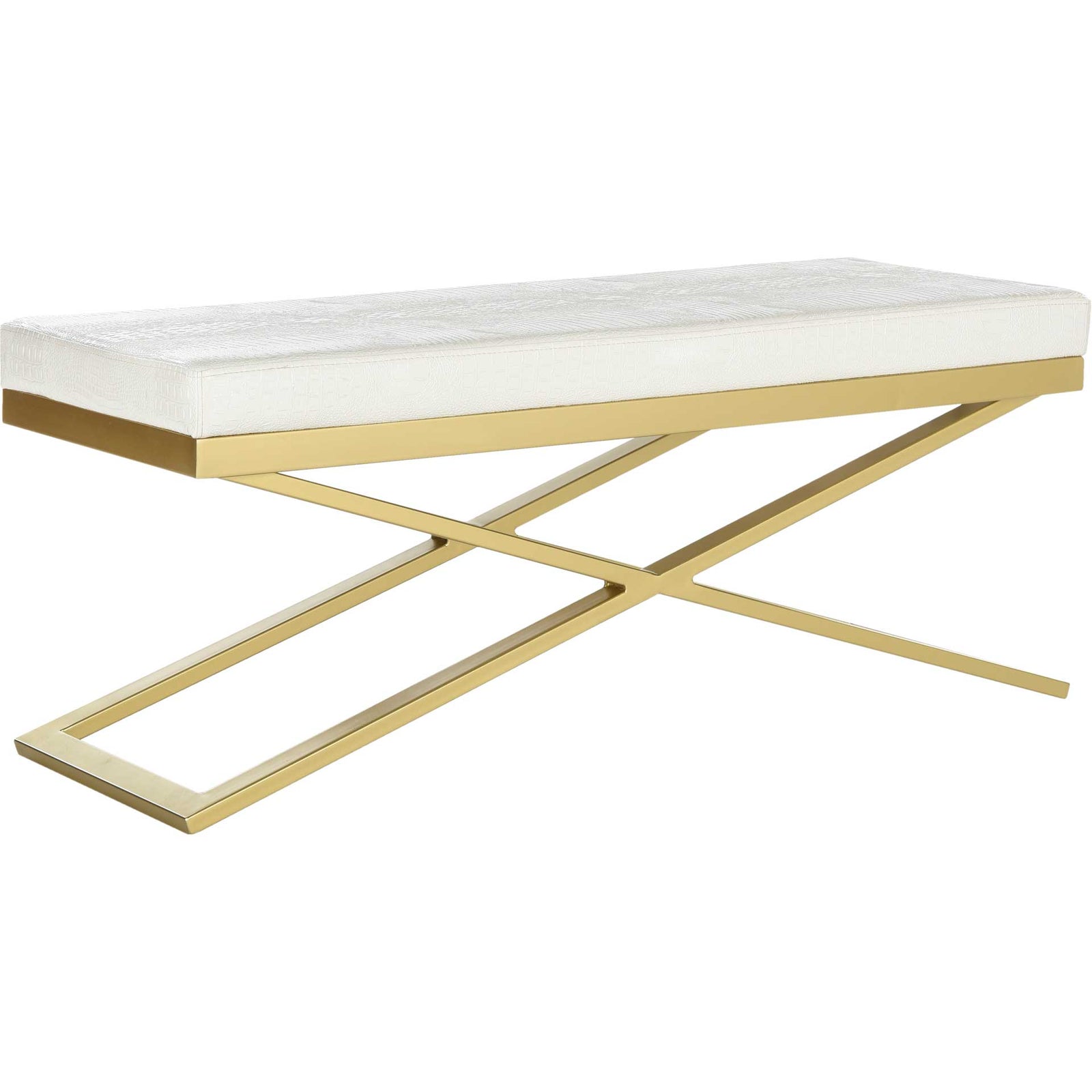 Achilles Bench White Crocodile/Gold