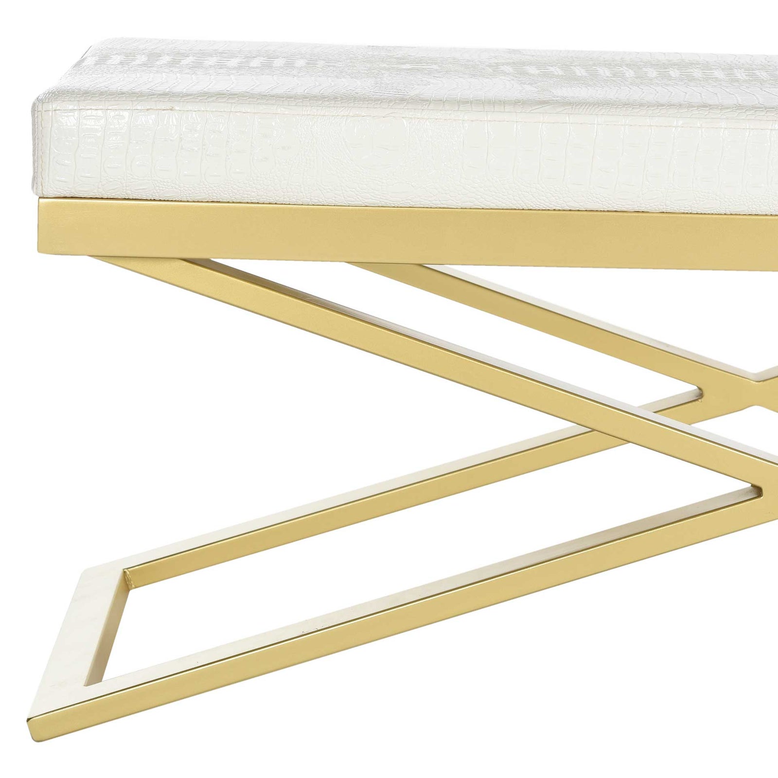 Achilles Bench White Crocodile/Gold