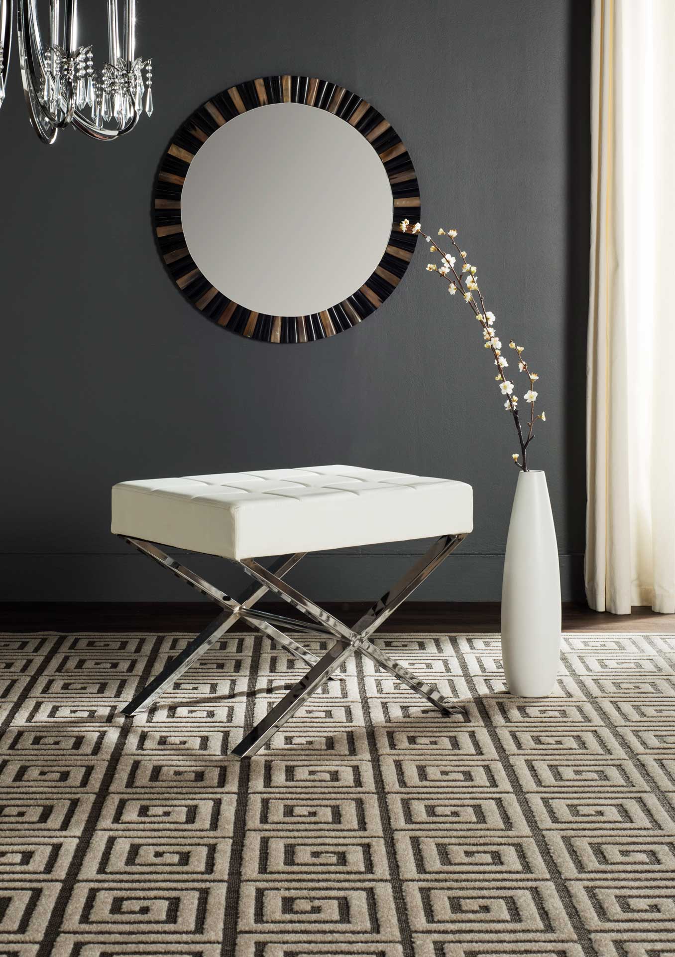 Simon Ottoman White/Chrome