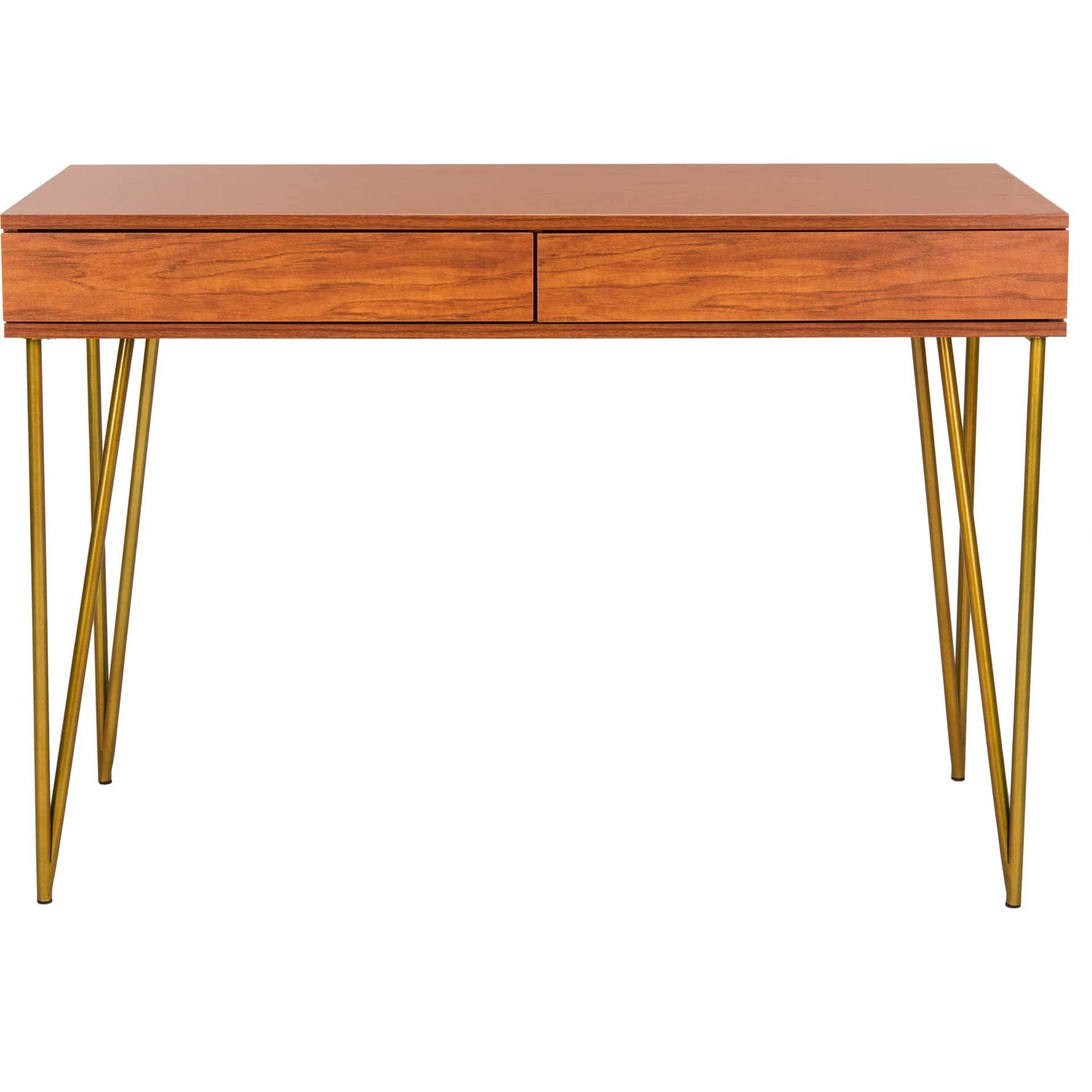 Pierce Two Drawer Desk Natural/Gold