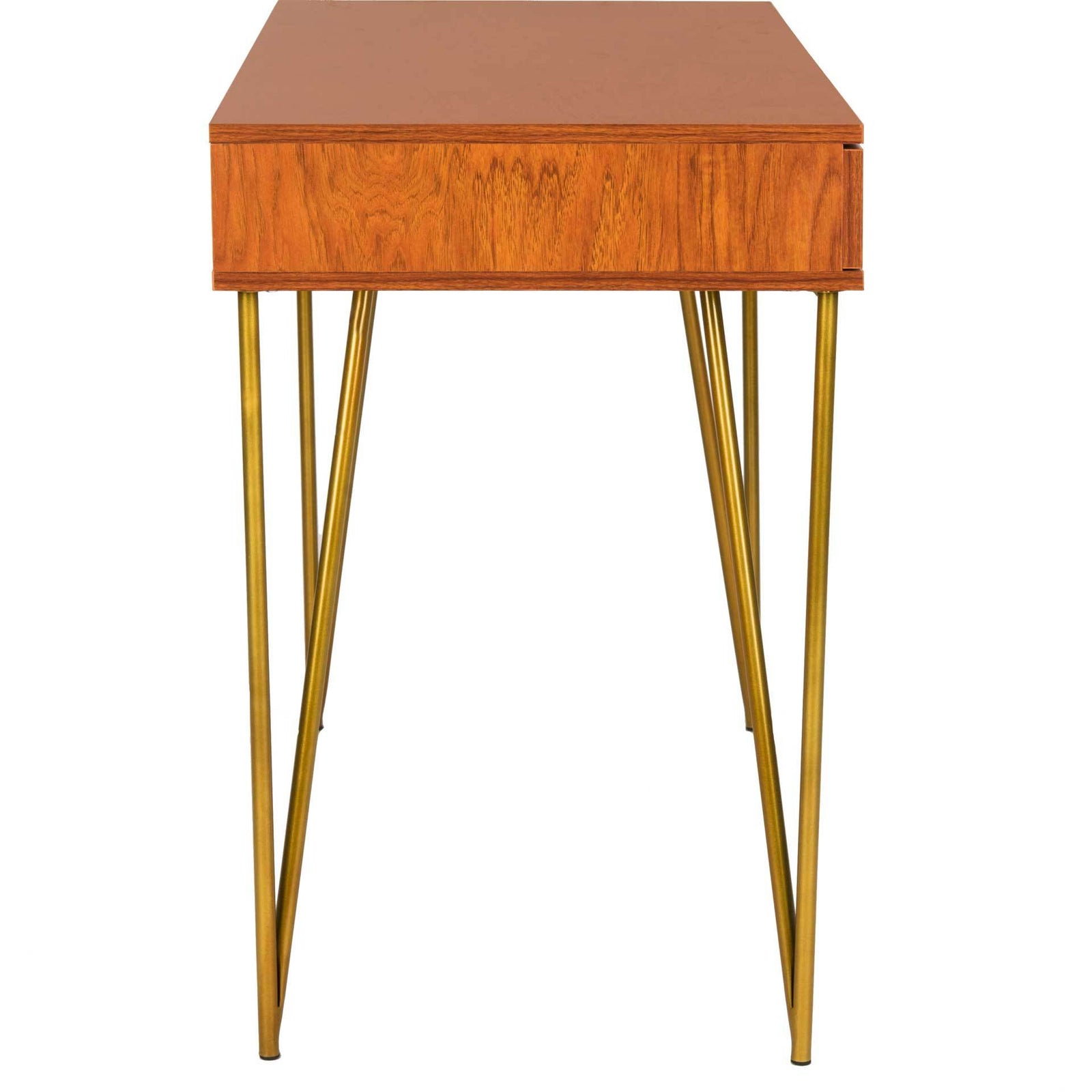 Pierce Two Drawer Desk Natural/Gold