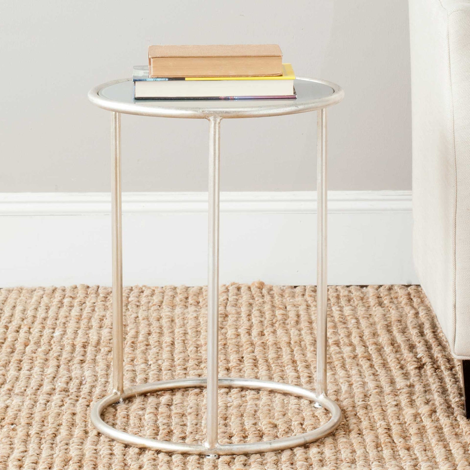 Shaikha Glass Top Accent Table Silver/Gray