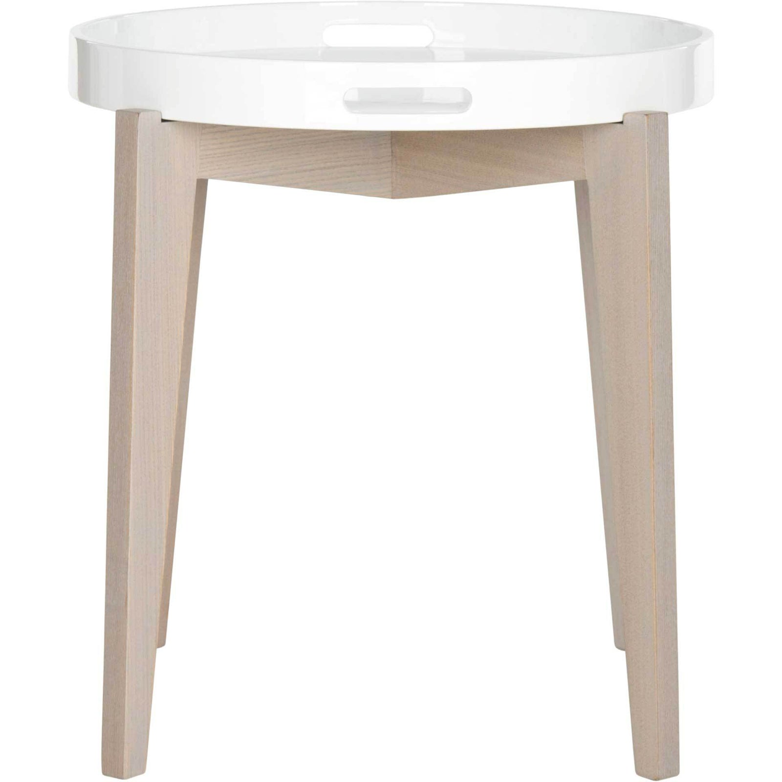 Beckett Lacquer Tray Top Side Table White/Beige