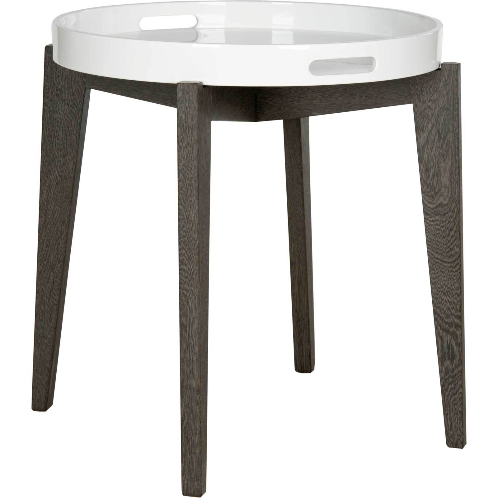 Beckett Lacquer Tray Top Side Table White/Brown