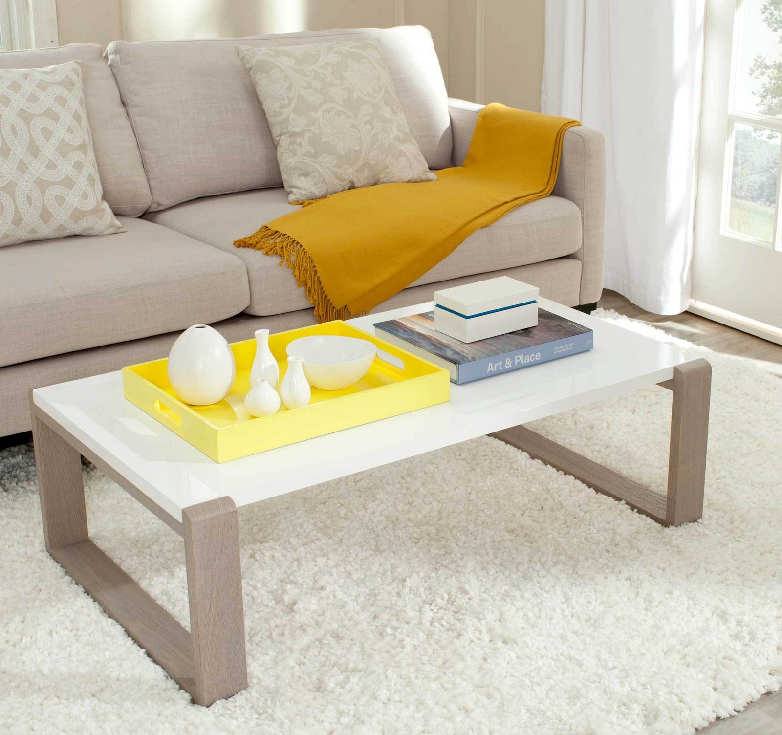 Balin Lacquer Coffee Table White/Gray