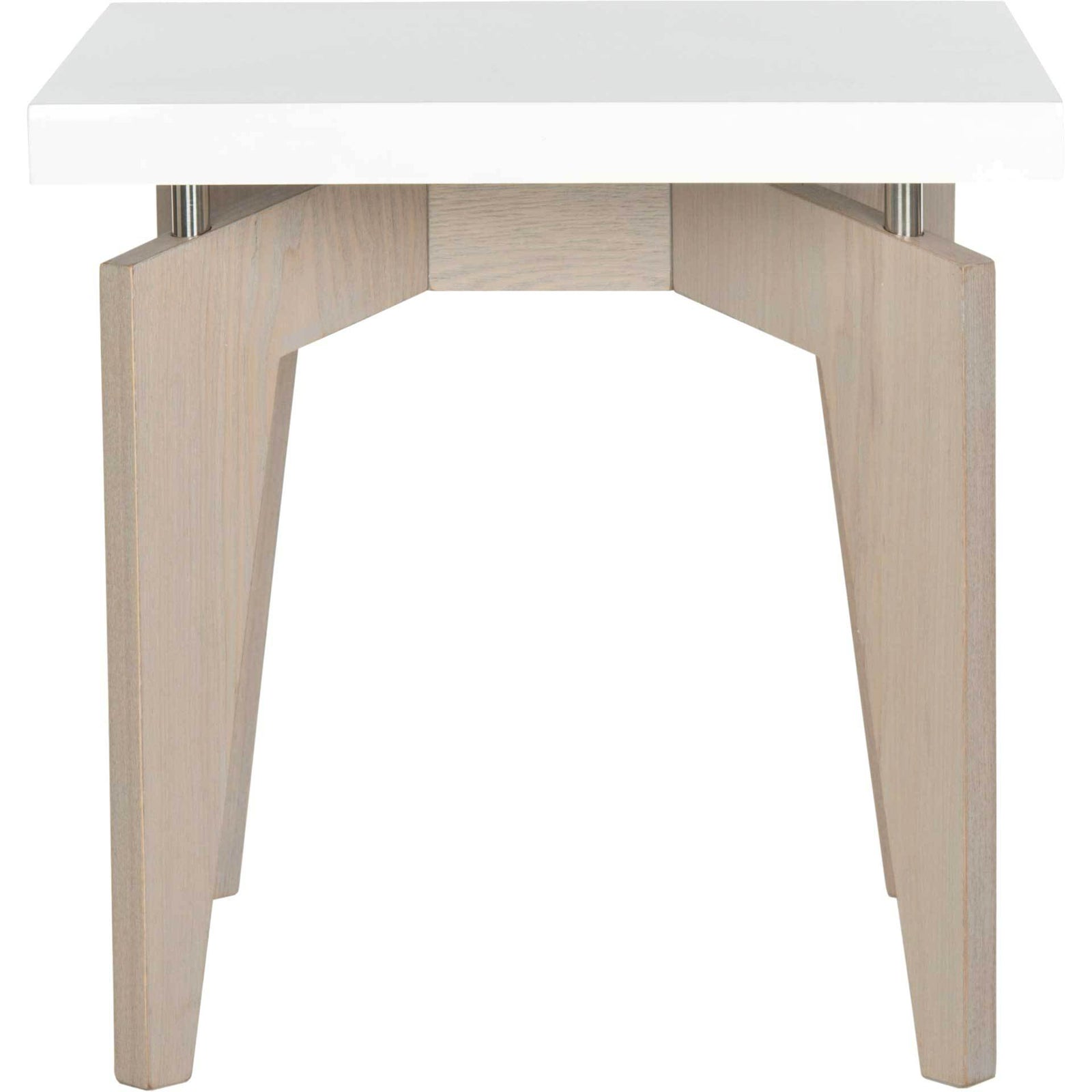 Joziah Lacquer Floating Top End Table White/Gray