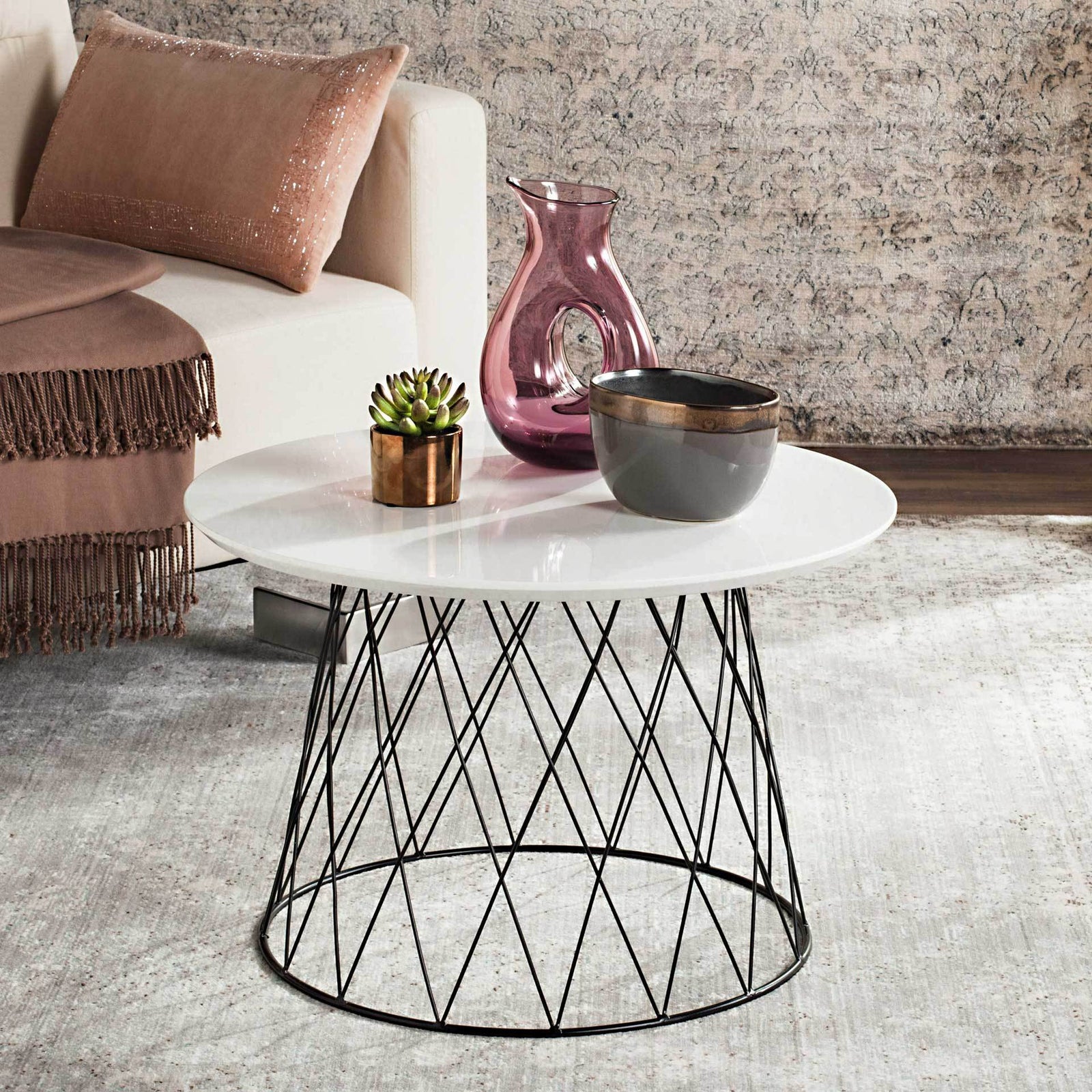 Rogelio Lacquer End Table White/Black