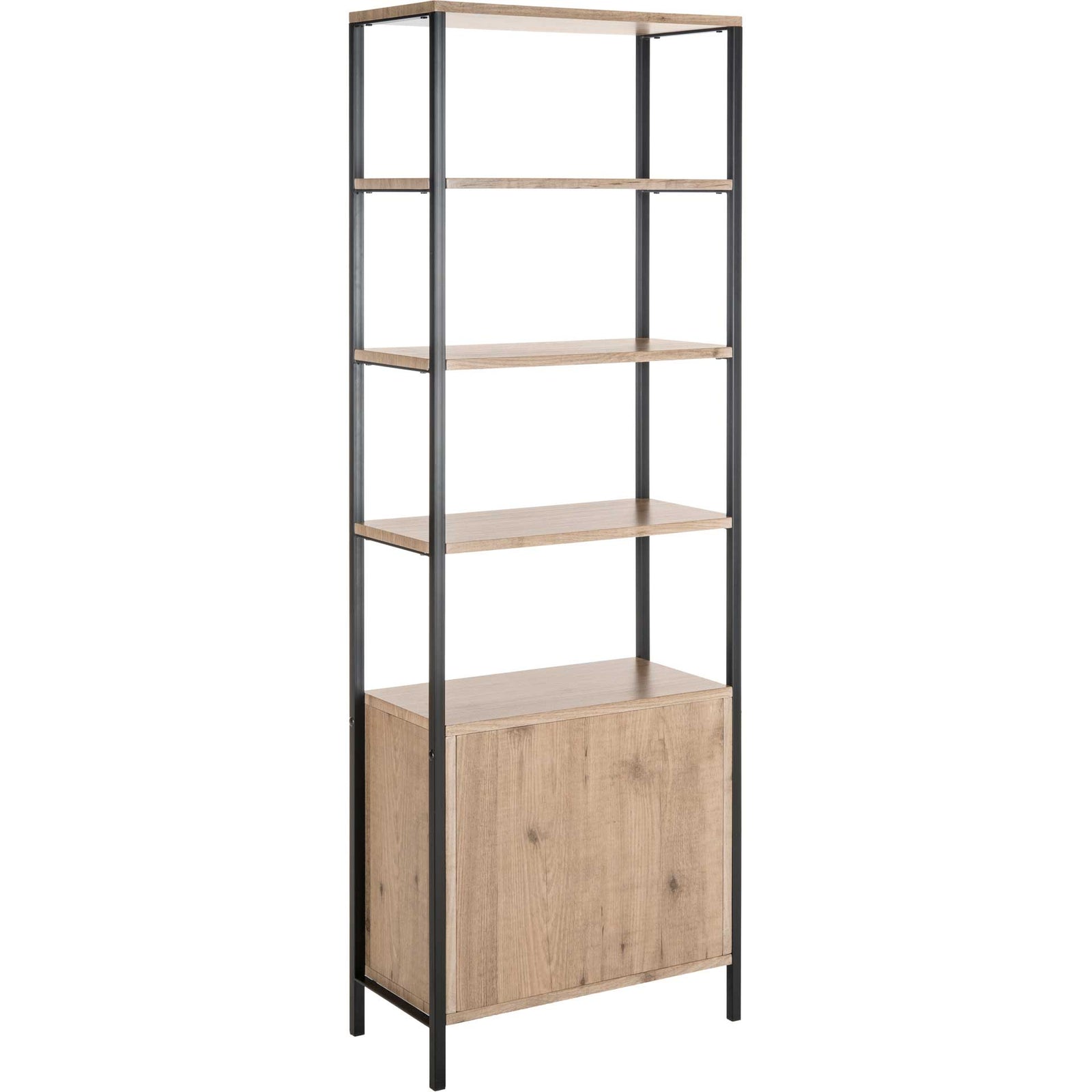 Natalia Retro Mid Century Wood Etagere Oak/Black