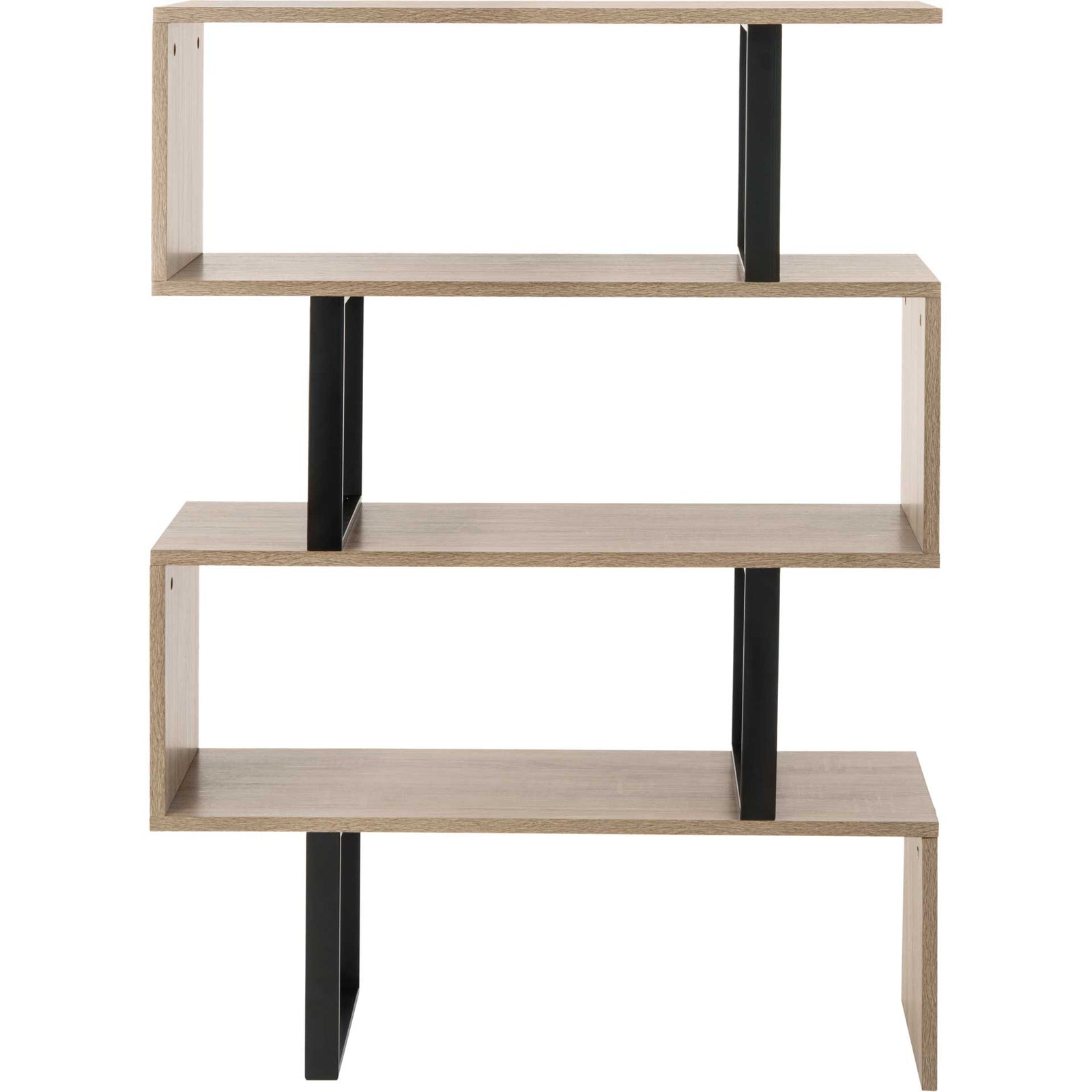 Lonny Retro Mid Century Wood Etagere Oak/Black