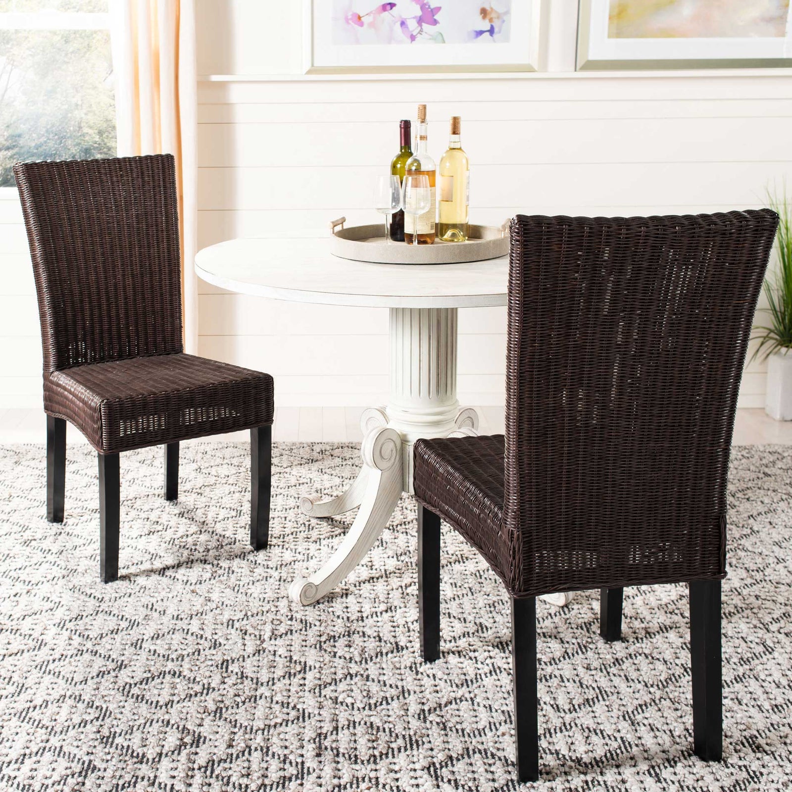 Simple Wicker Side Chair Dark Brown (Set of 2)