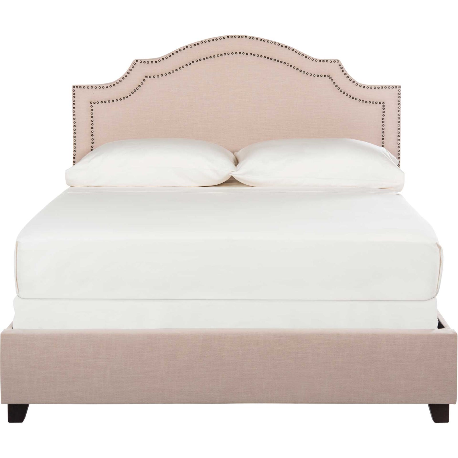 Thaddeus Upholstered Bed Light Beige/Brass