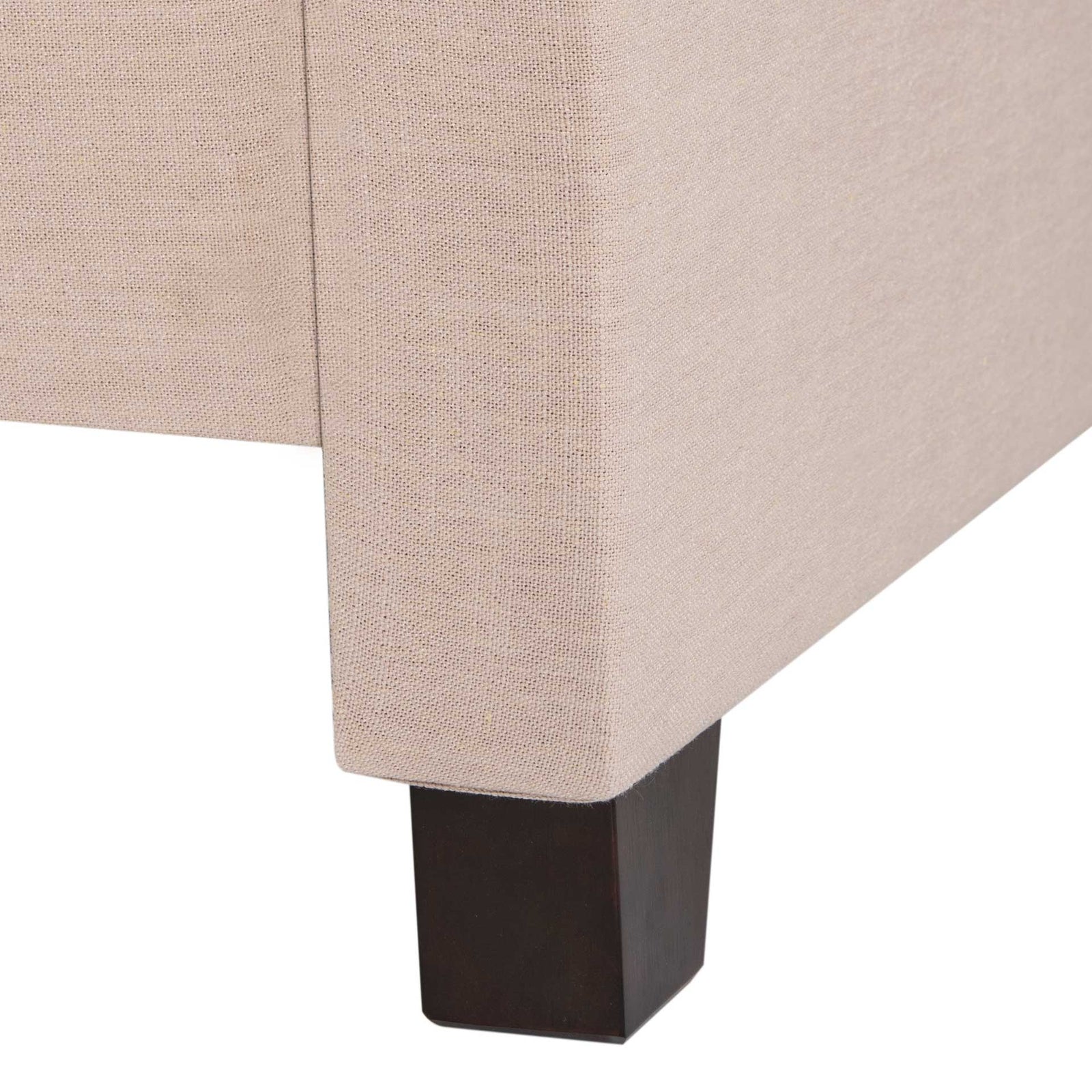 Thaddeus Upholstered Bed Light Beige/Brass