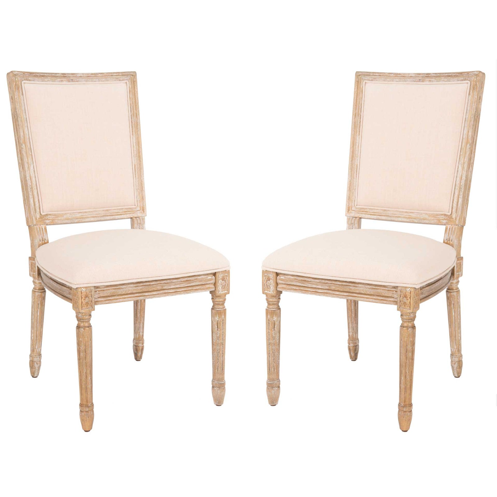 Burst Linen Side Chair Beige/Rustic Oak (Set of 2)