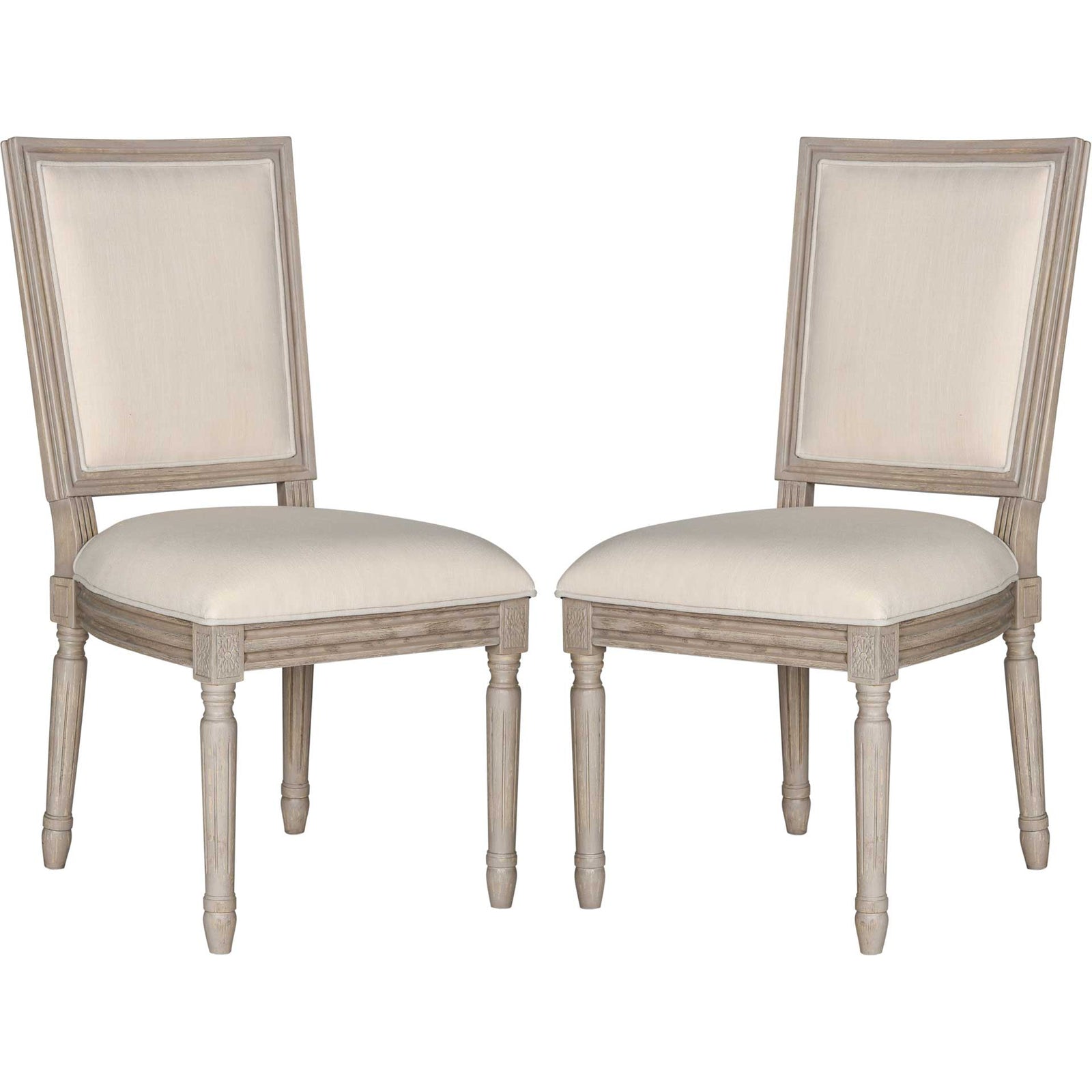 Burst Linen Side Chair Light Beige/Rustic Gray (Set of 2)