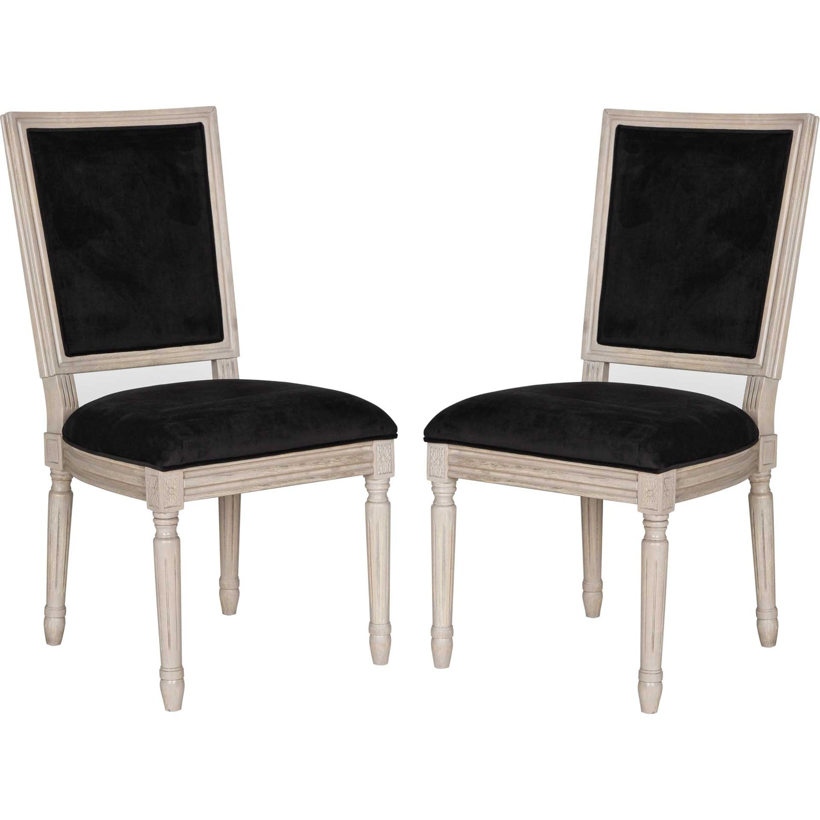 Burst Velvet Side Chair Black/Rustic Gray (Set of 2)