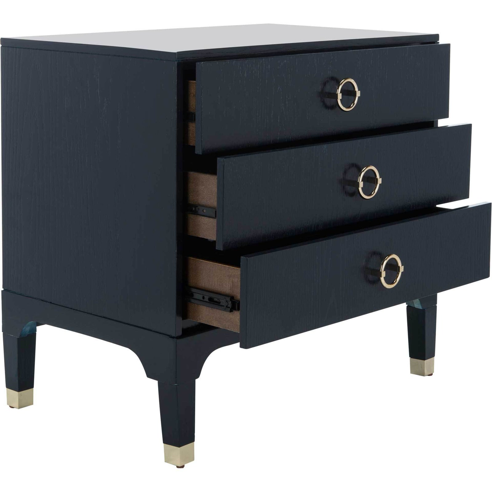 Lorenzo 3 Drawer Contemporary Nightstand Navy