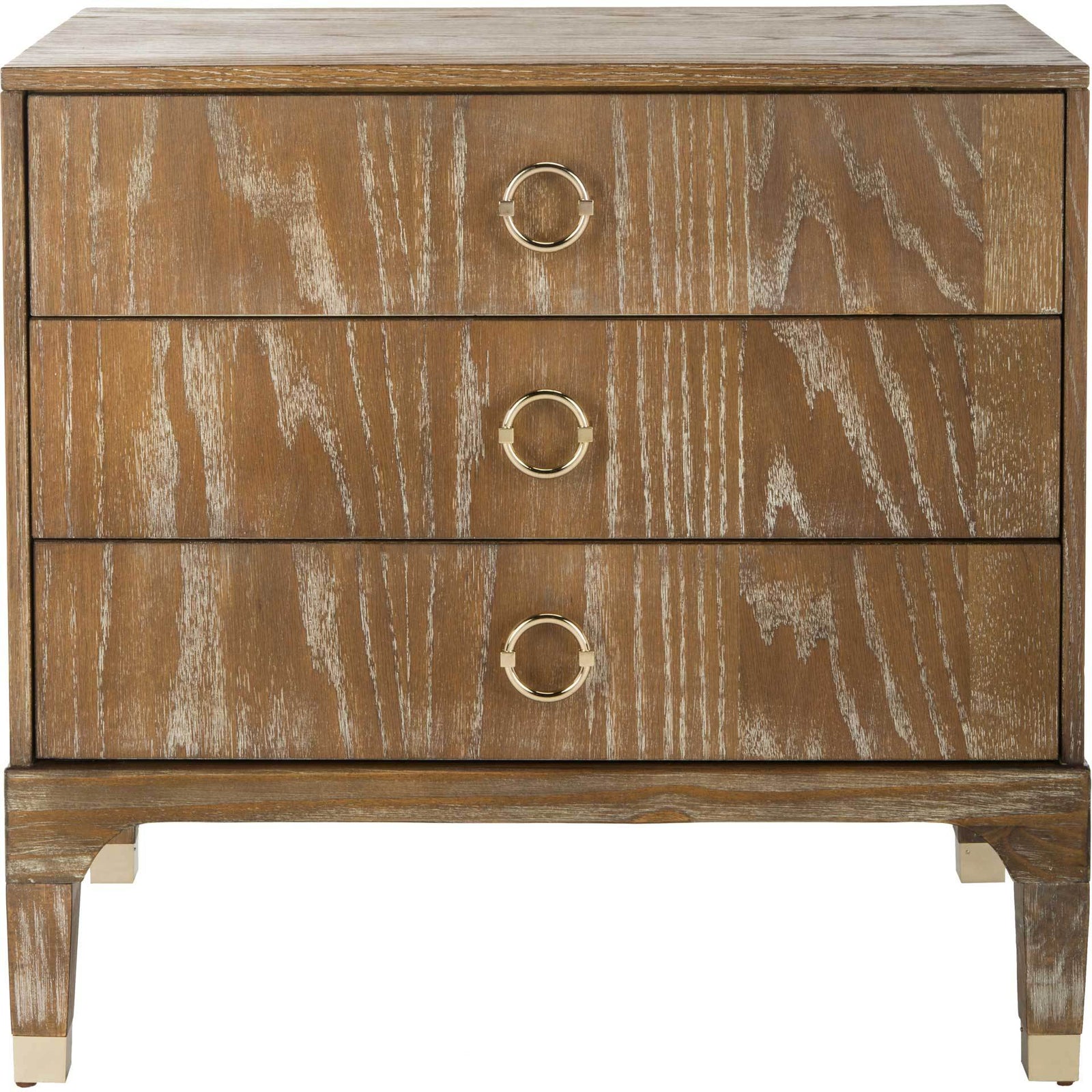Lorenzo 3 Drawer Contemporary Nightstand Rustic Oak