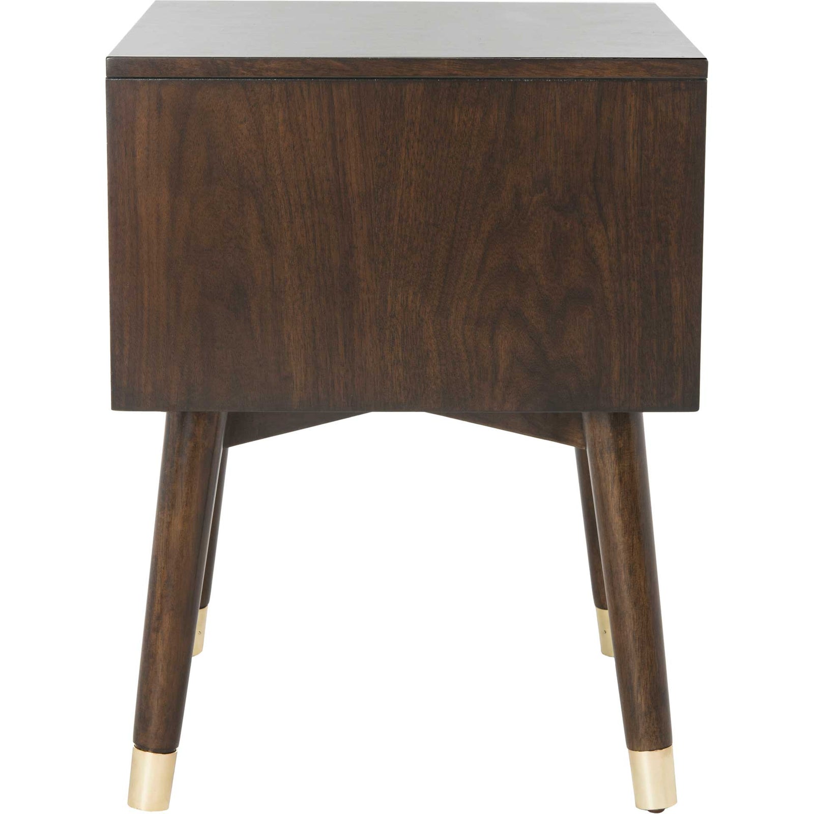 Lydia Silver Cap Nightstand Walnut/Gold