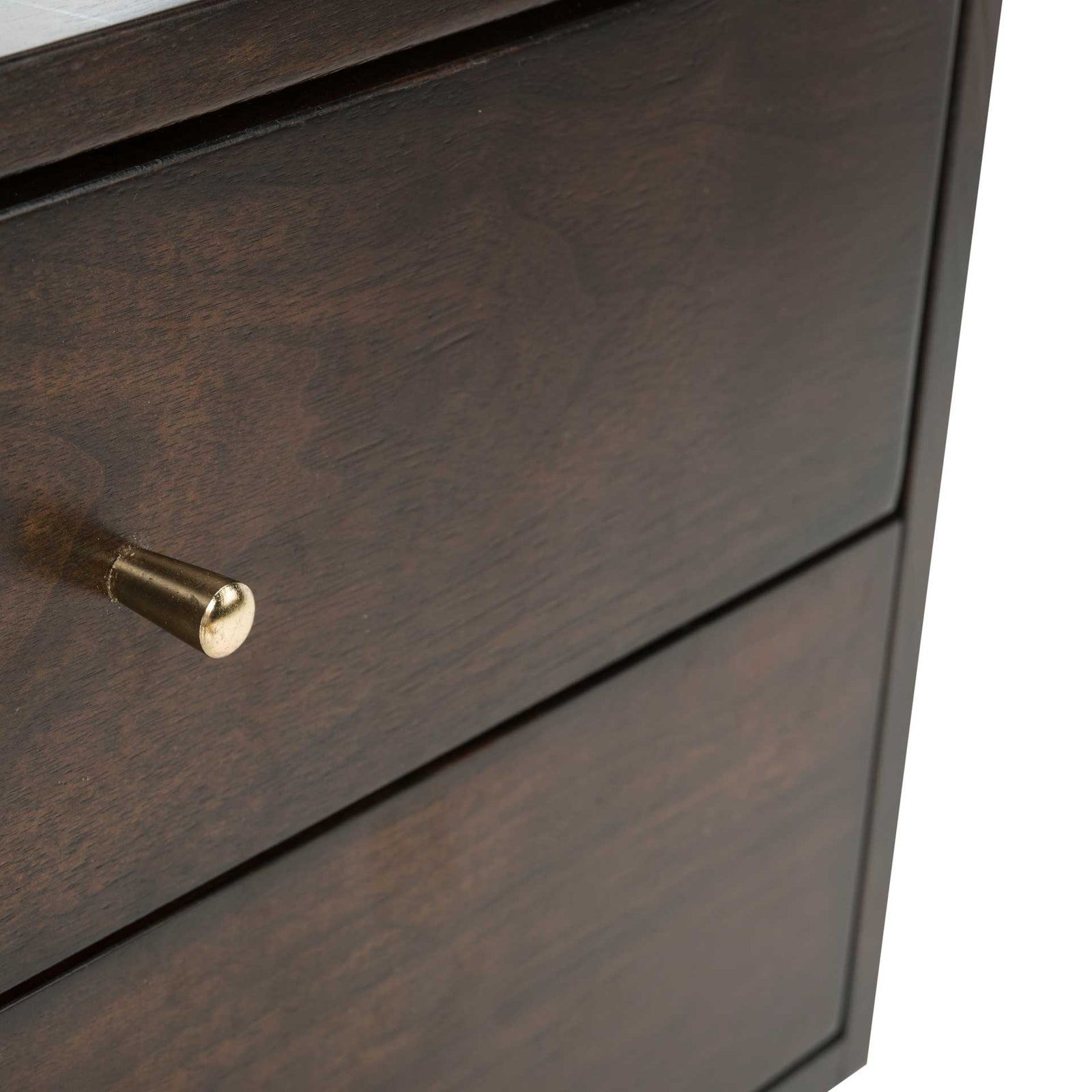 Lydia Silver Cap Nightstand Walnut/Gold