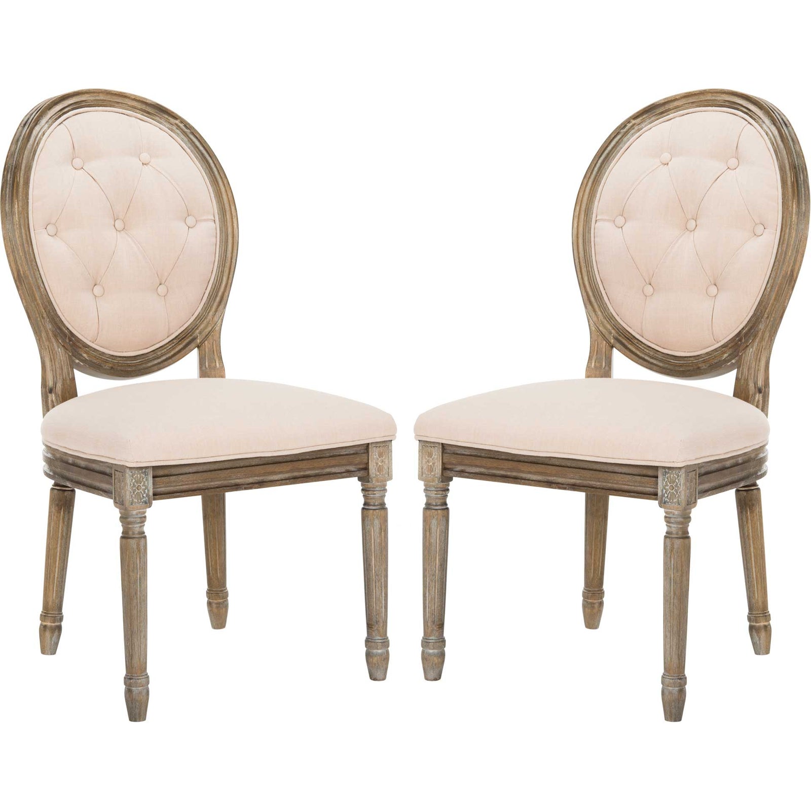 Holden Tufted Side Chair Beige/Rustic Oak (Set of 2)