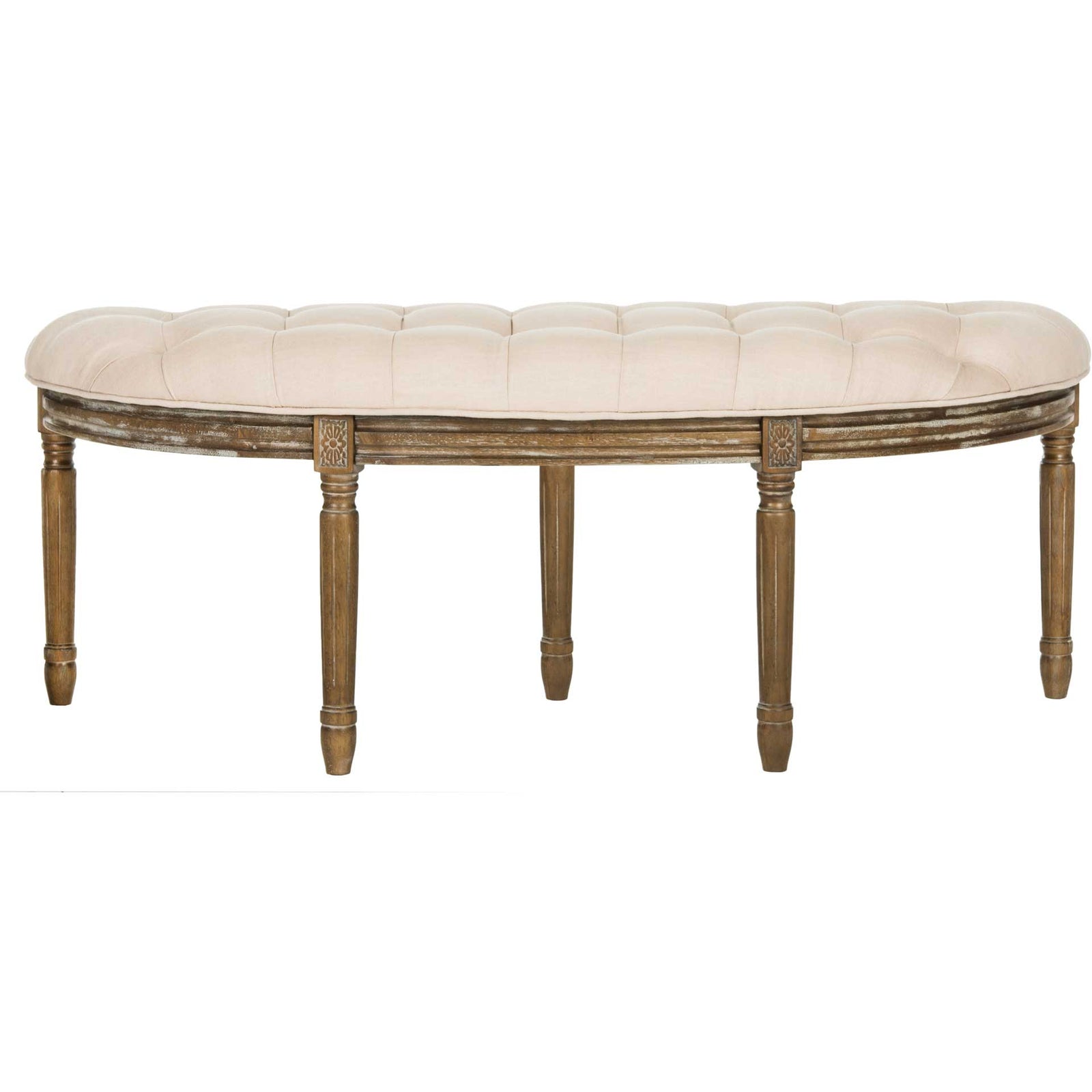 Abita Tufted Semi Circle Bench Beige/Rustic Oak