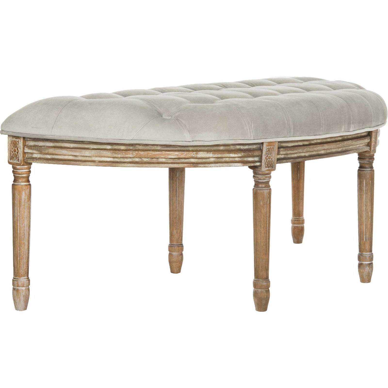 Abita Tufted Semi Circle Bench Gray/Rustic Oak