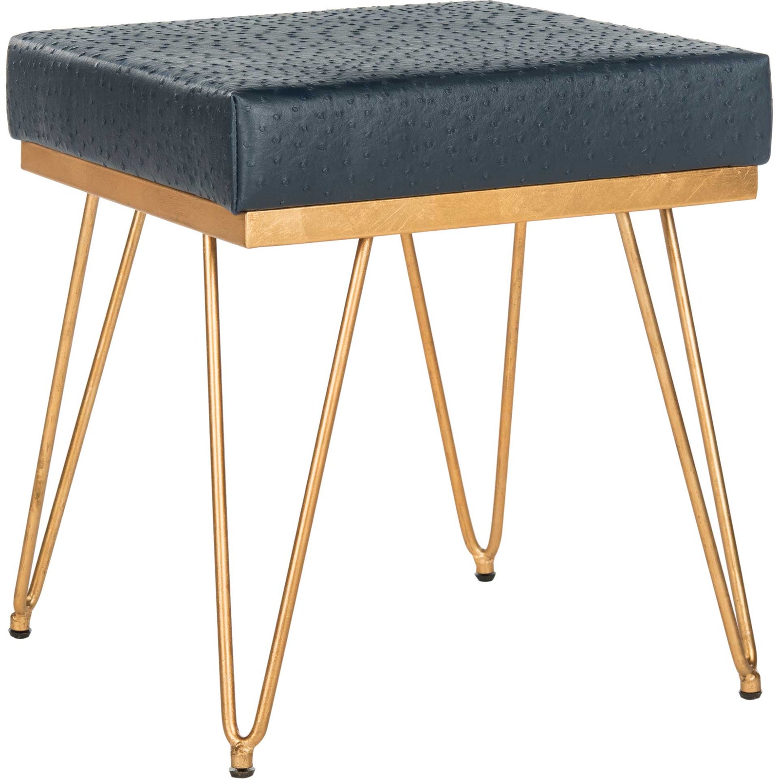 Jennifer Faux Ostrich Square Bench Navy