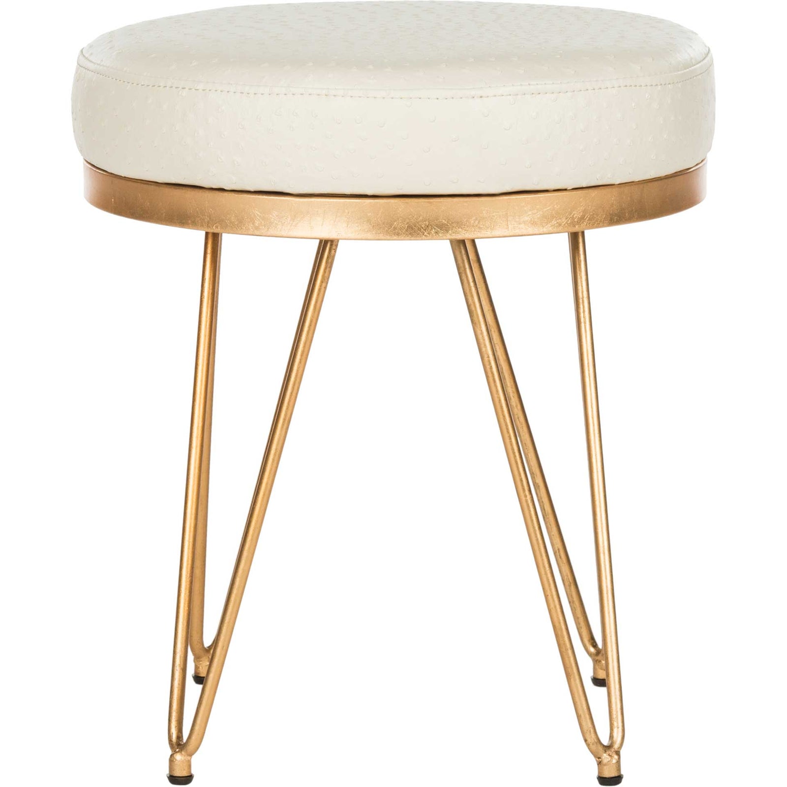 Jennifer Faux Ostrich Round Bench Cream