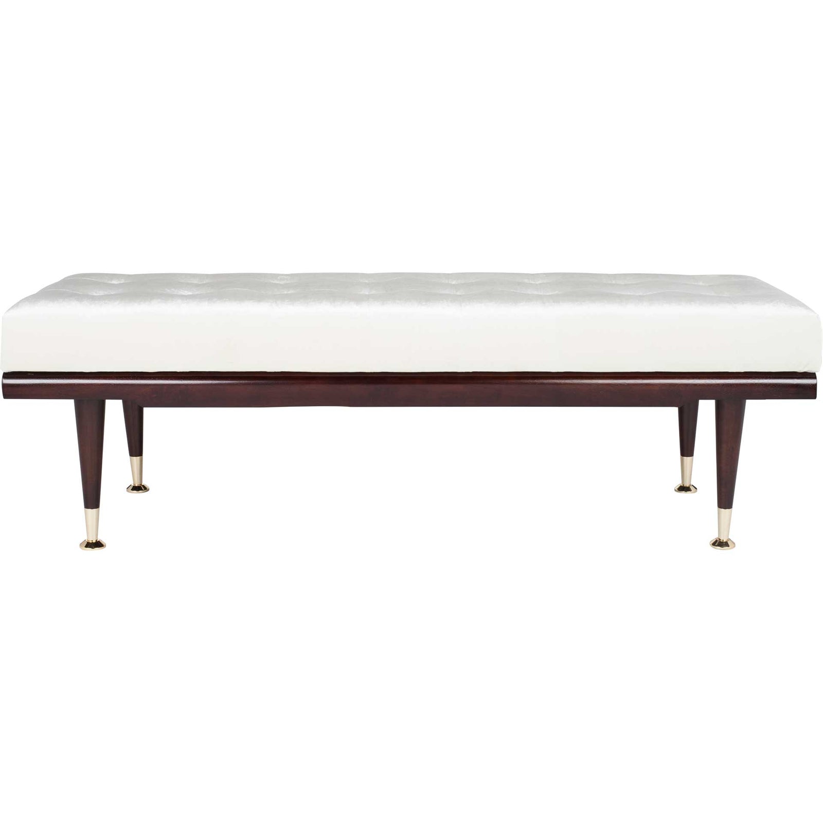 Eleanor Velvet Gold Cap Bench Beige/Espresso