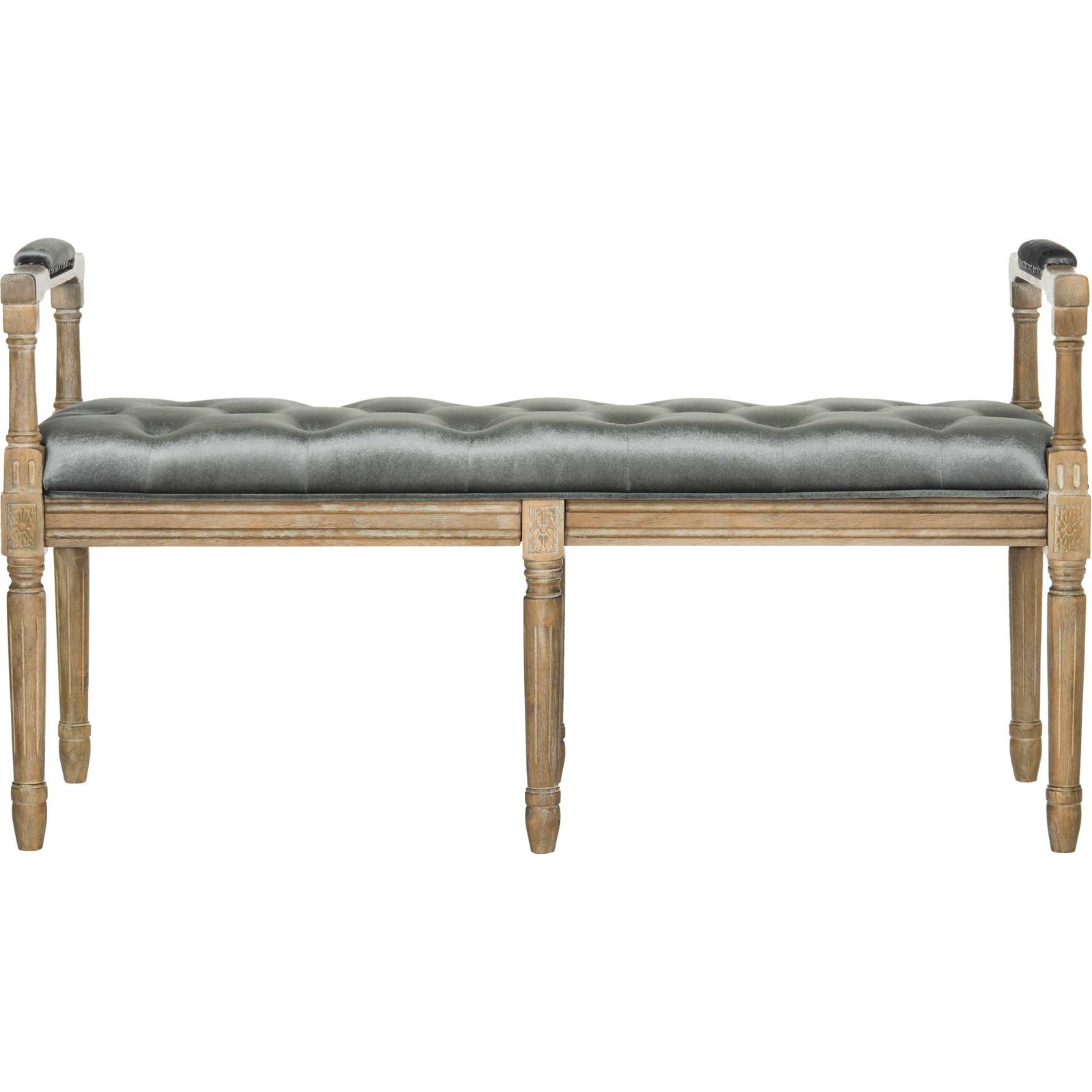 Raja Velvet Rustic Oak Bench Gray/Rustic Oak