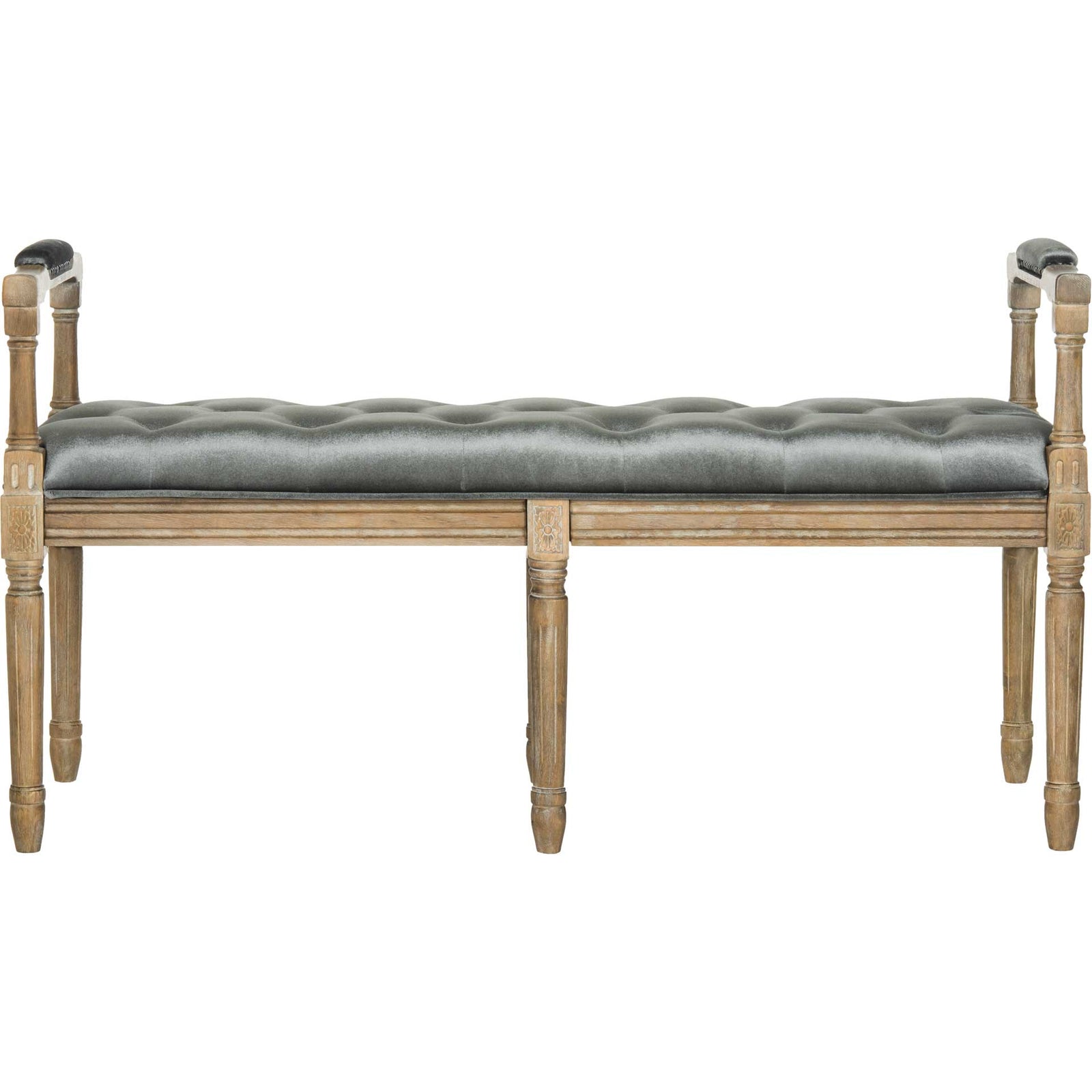 Raja Velvet Rustic Oak Bench Gray/Rustic Oak