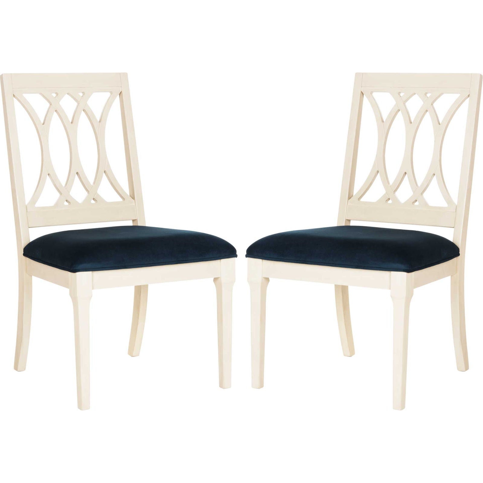 Seaside Velvet Side Chair Navy/Antique White (Set of 2)