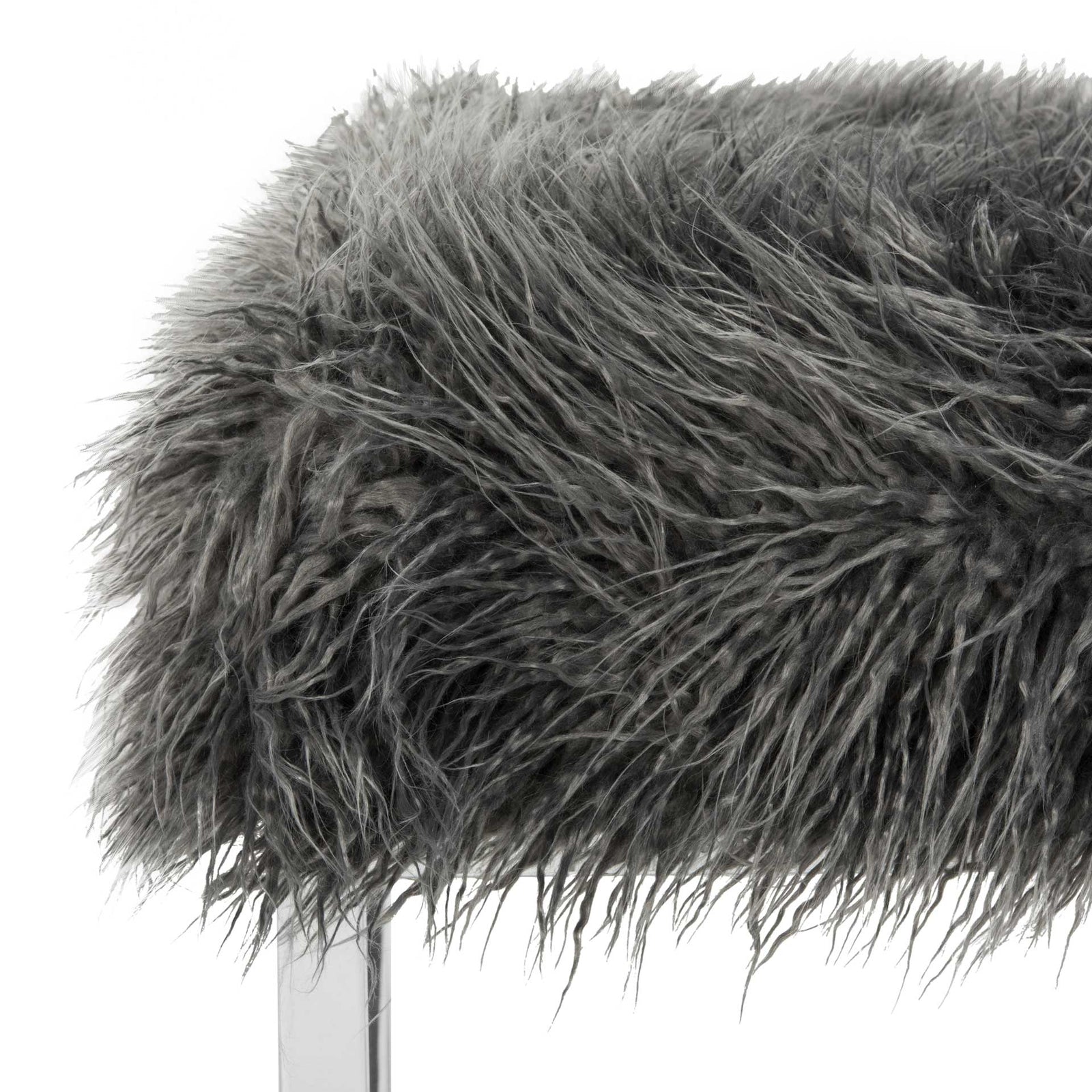 Hollingsworth Faux Sheepskin Square Bench Gray