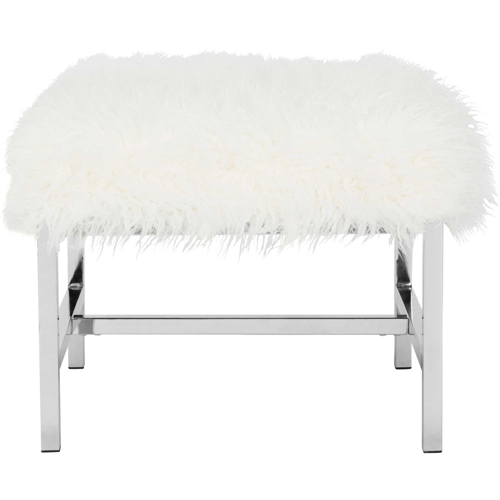 Hollingsworth Faux Sheepskin Square Bench White