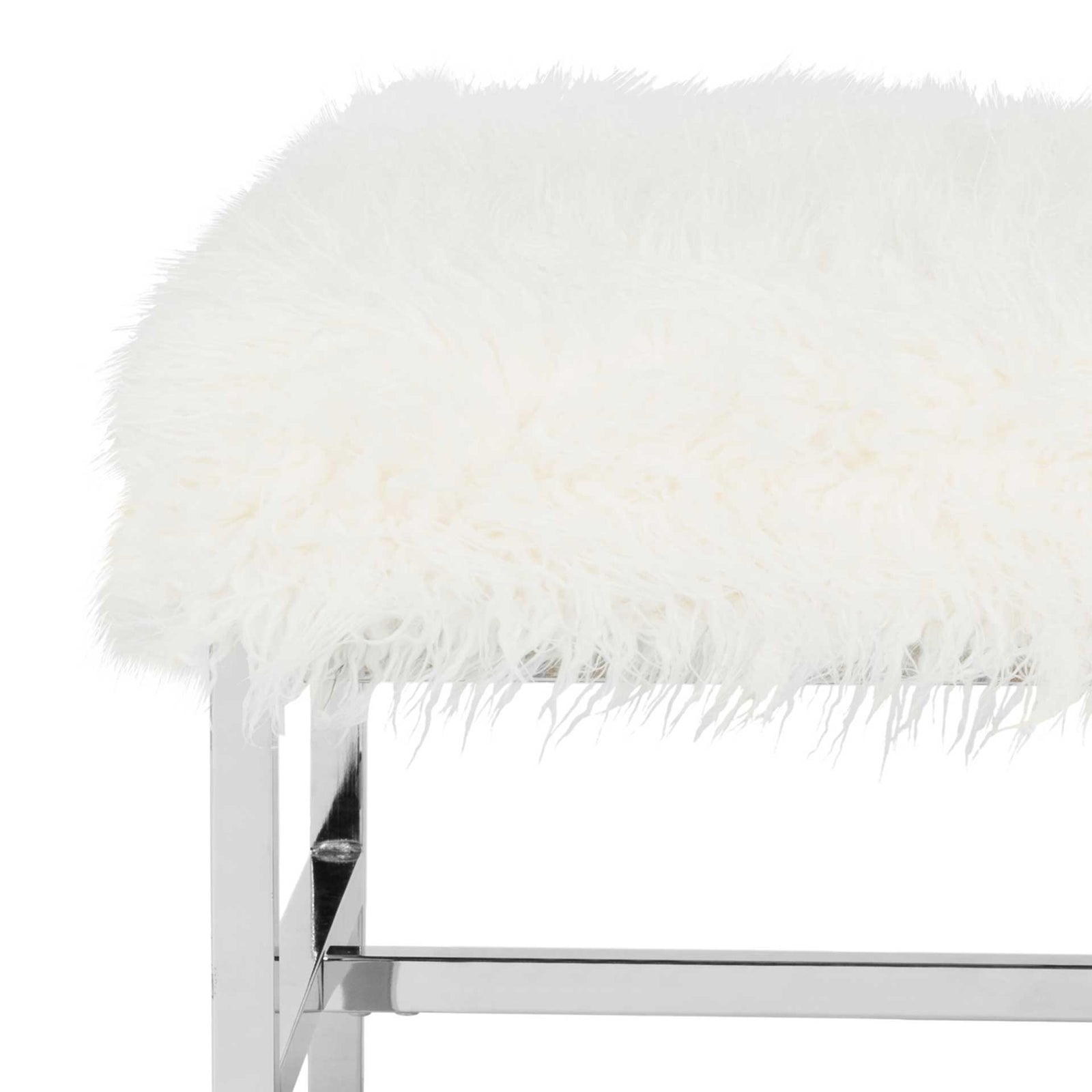 Hollingsworth Faux Sheepskin Square Bench White