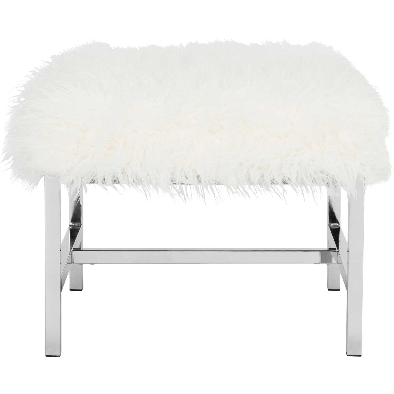 Hollingsworth Faux Sheepskin Square Bench White