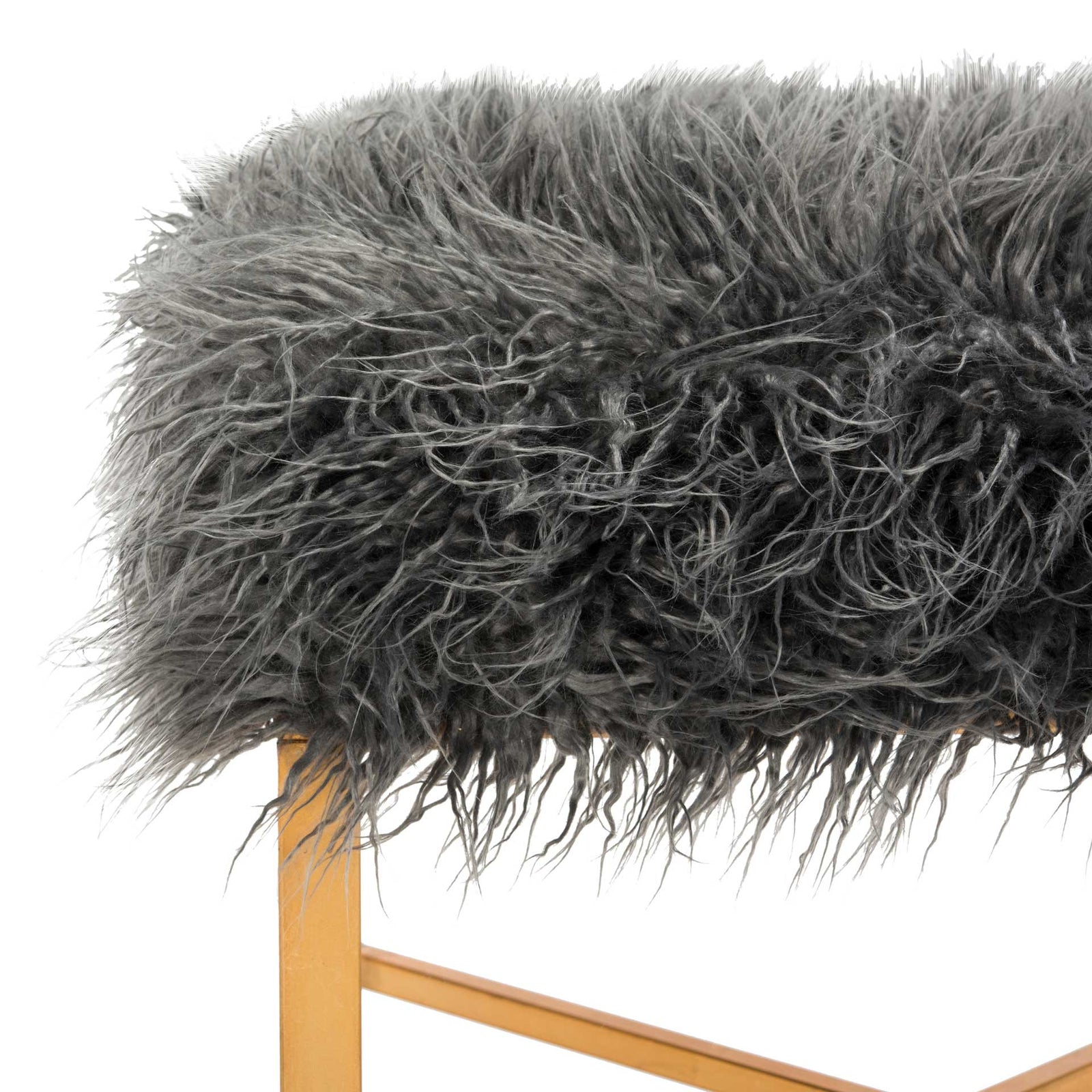 Hollingsworth Faux Sheepskin X Square Bench Gray