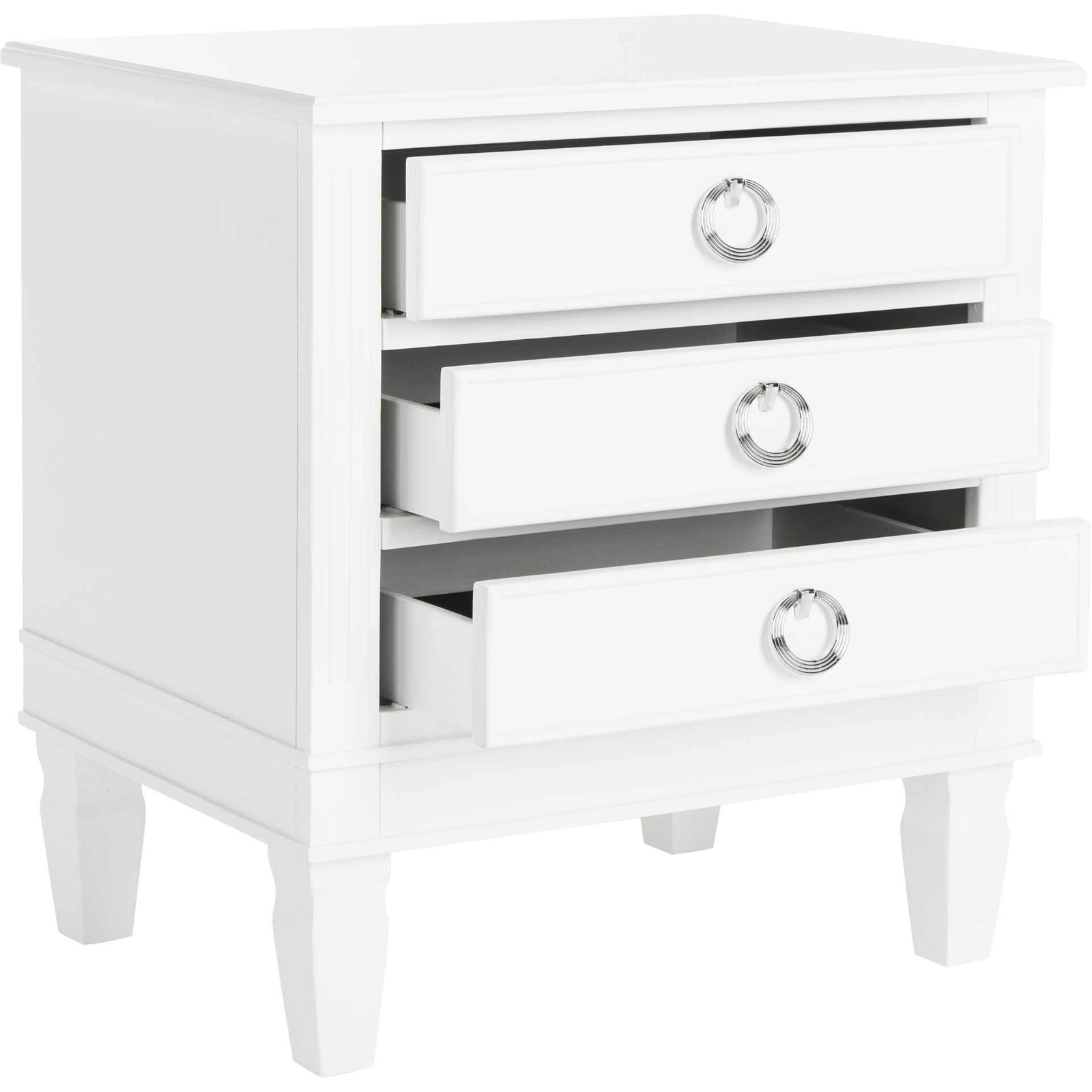 Kinsley Three Drawer Nightstand White