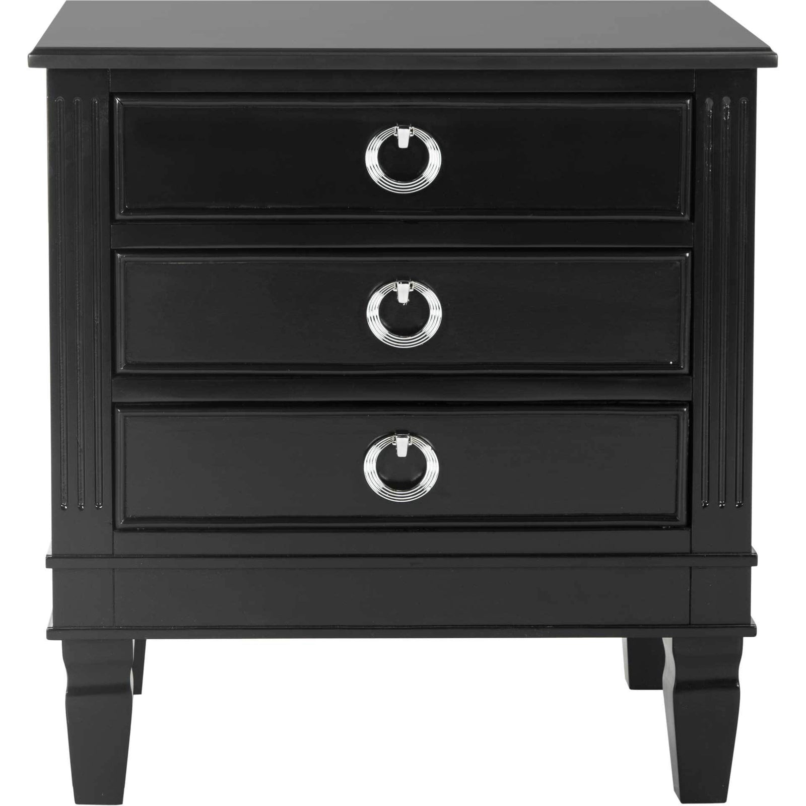 Kinsley Three Drawer Nightstand Black