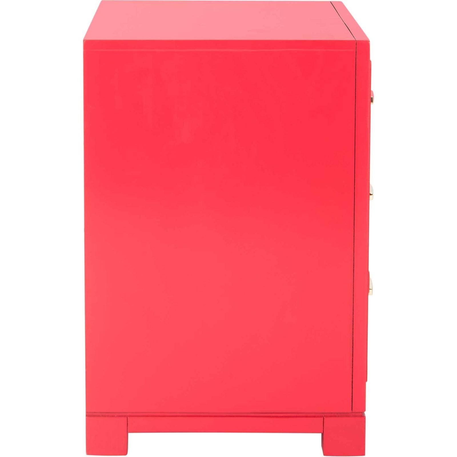 Randy 3 Drawer Greek Key Nightstand Red