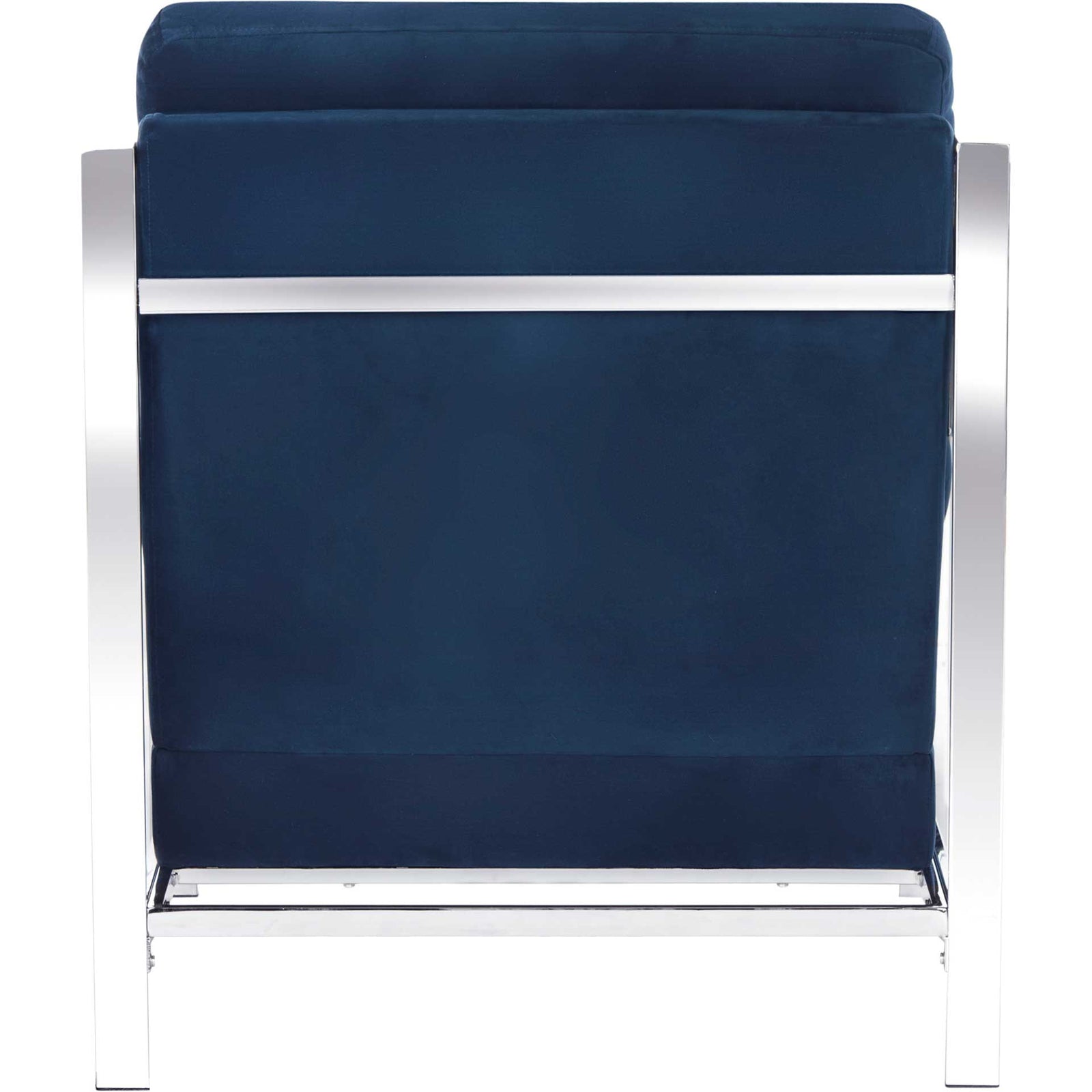 Waffle Tufted Velvet Chrome Accent Chair Navy