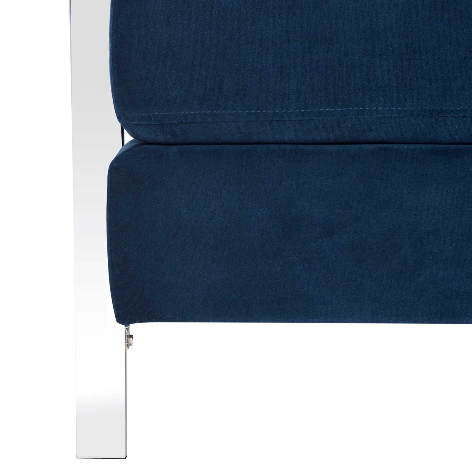 Waffle Tufted Velvet Chrome Accent Chair Navy