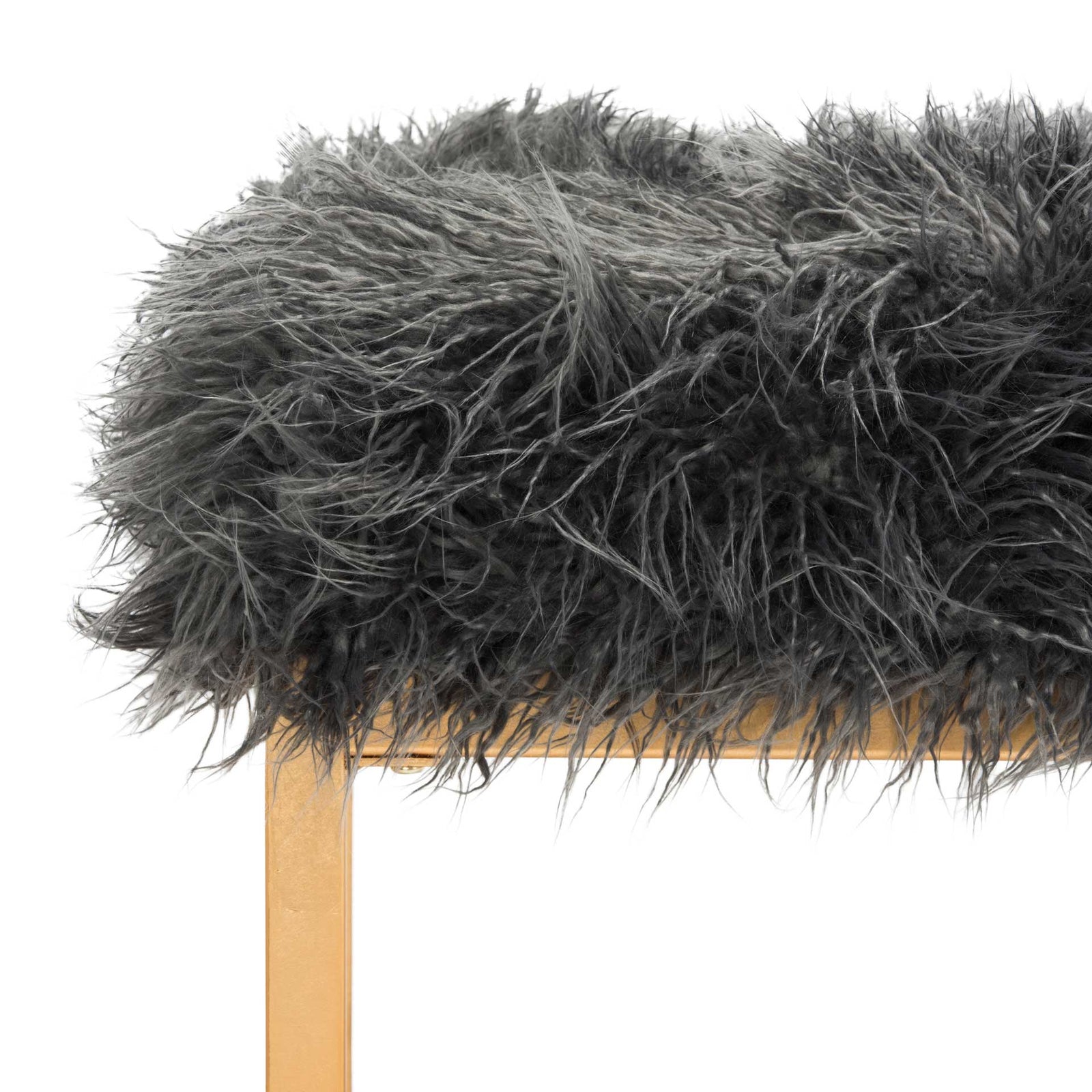 Ethiopia Faux Curly Sheepskin Bench Gray