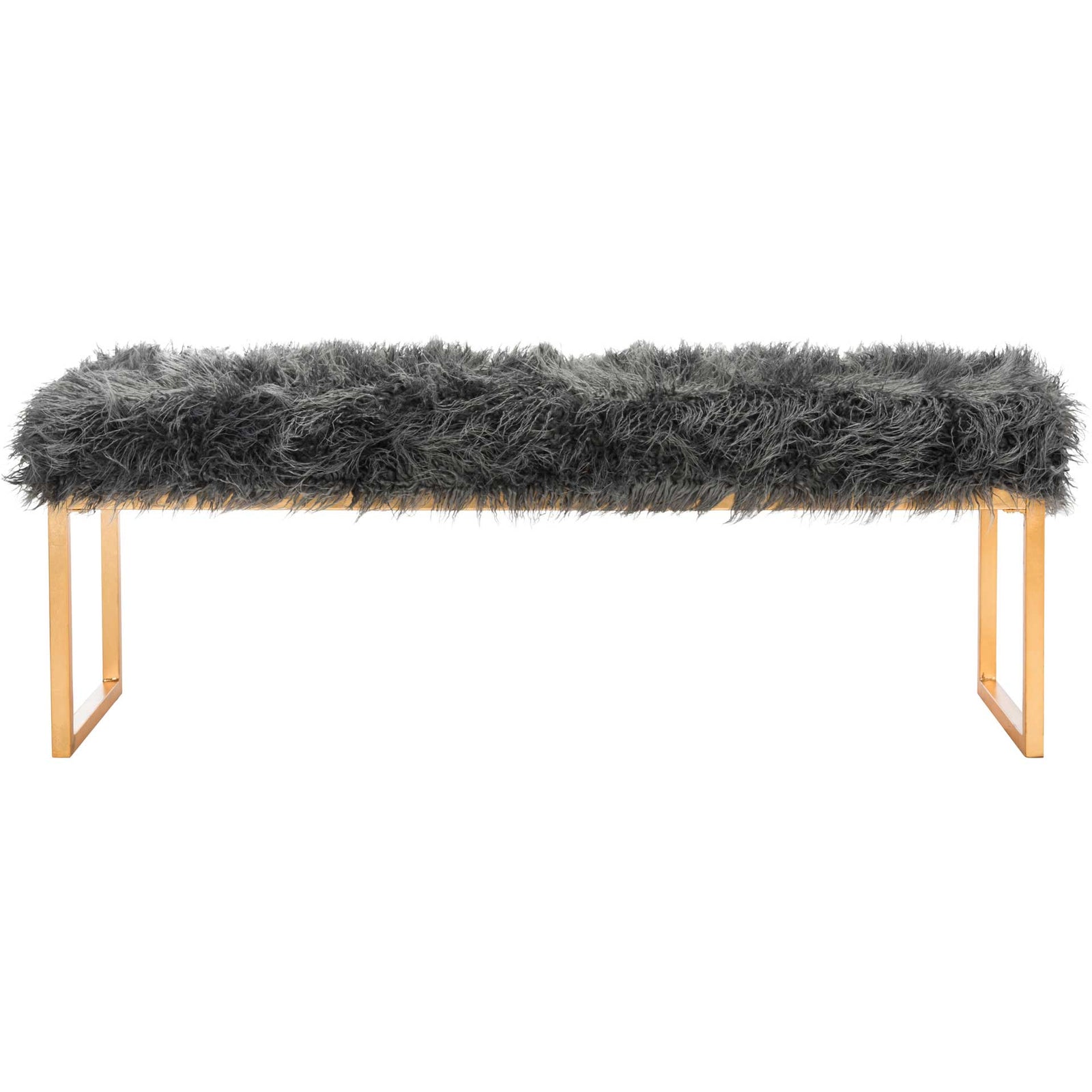 Ethiopia Faux Curly Sheepskin Bench Gray