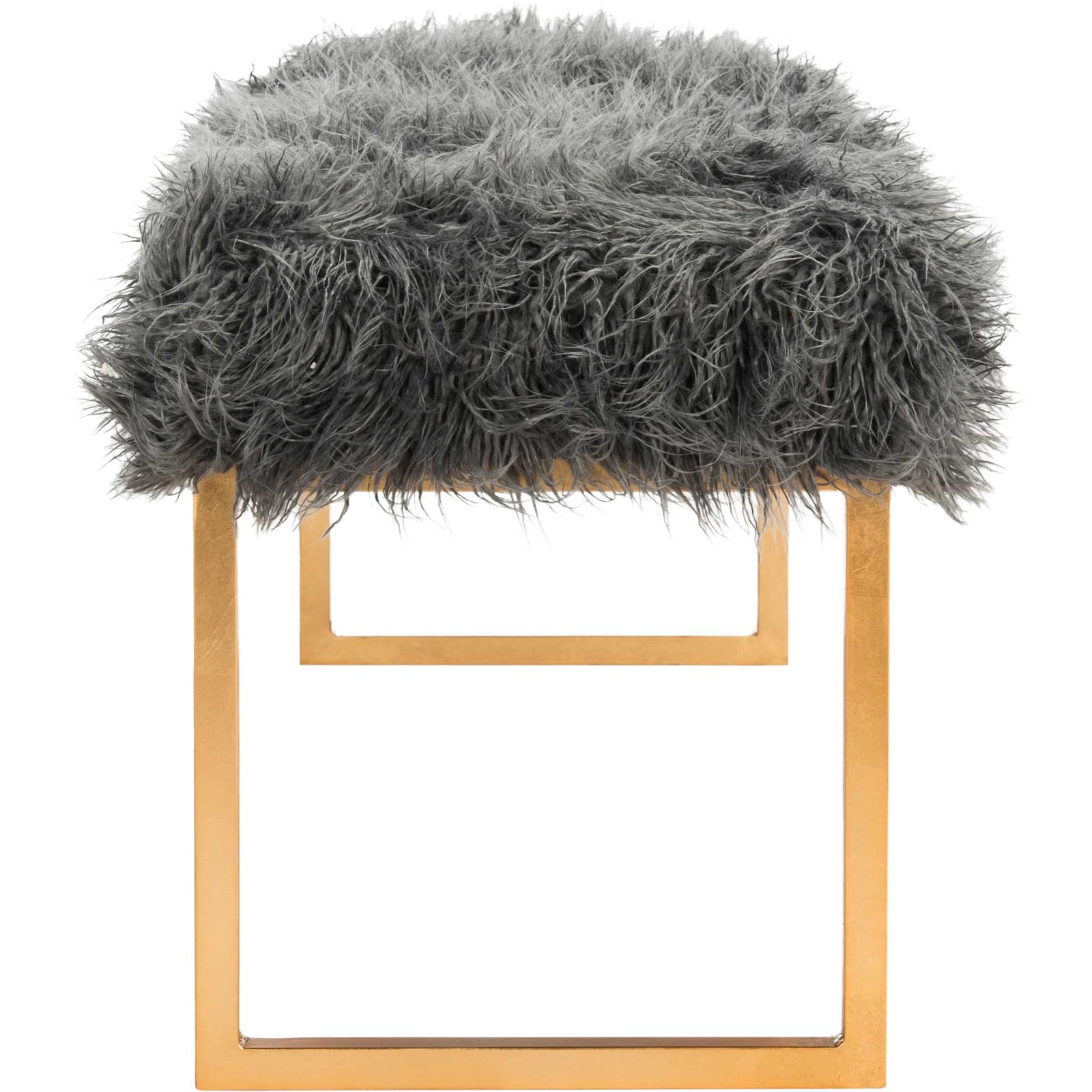 Ethiopia Faux Curly Sheepskin Bench Gray