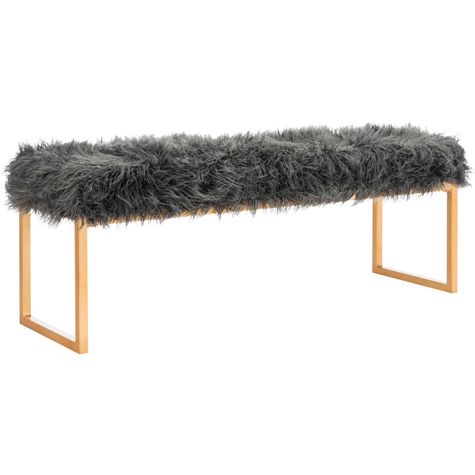 Ethiopia Faux Curly Sheepskin Bench Gray